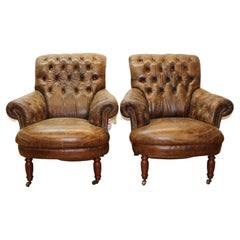 Pair of Classical Leather Armchairs