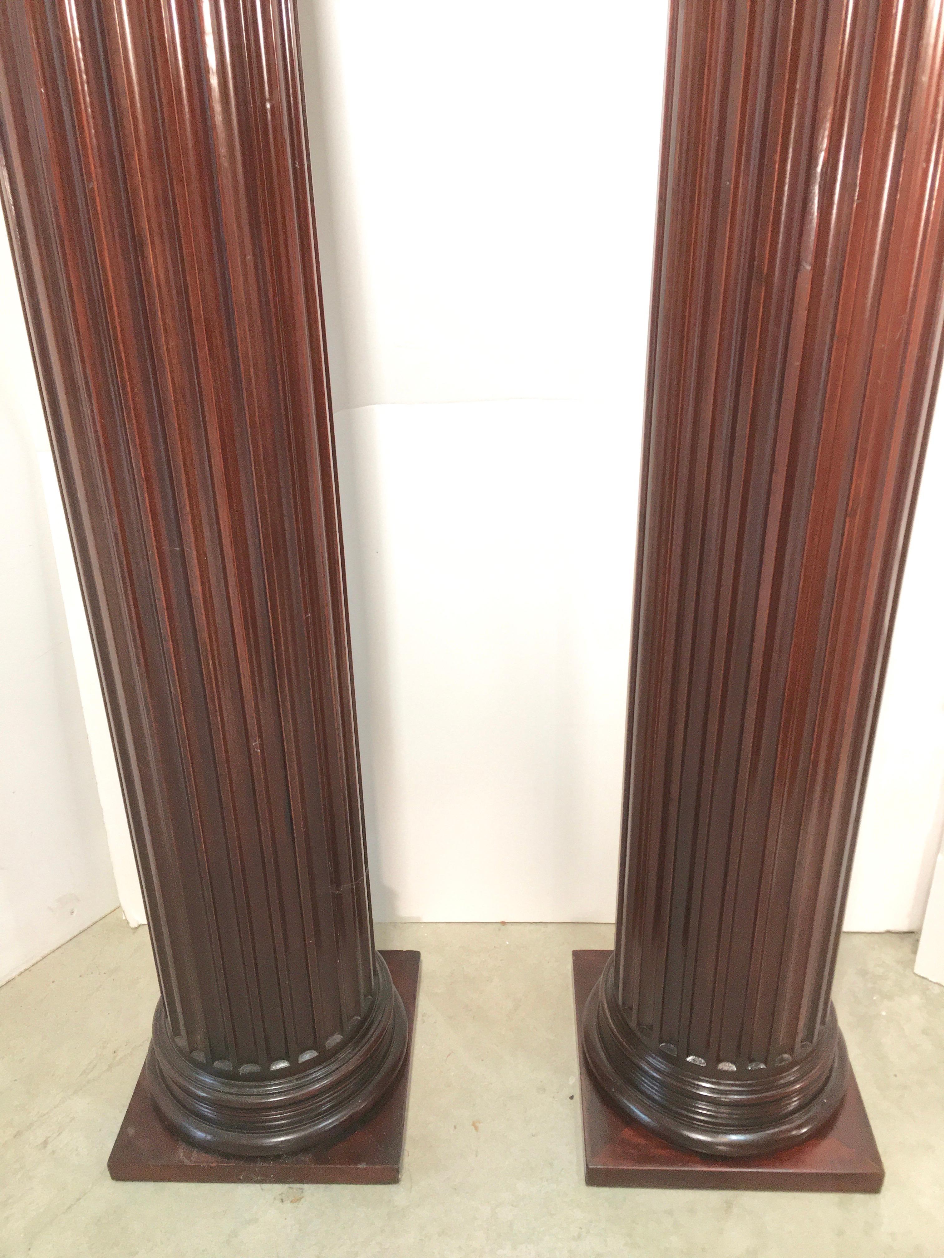 Pair of Classical Mahogany Fluted Columns 2