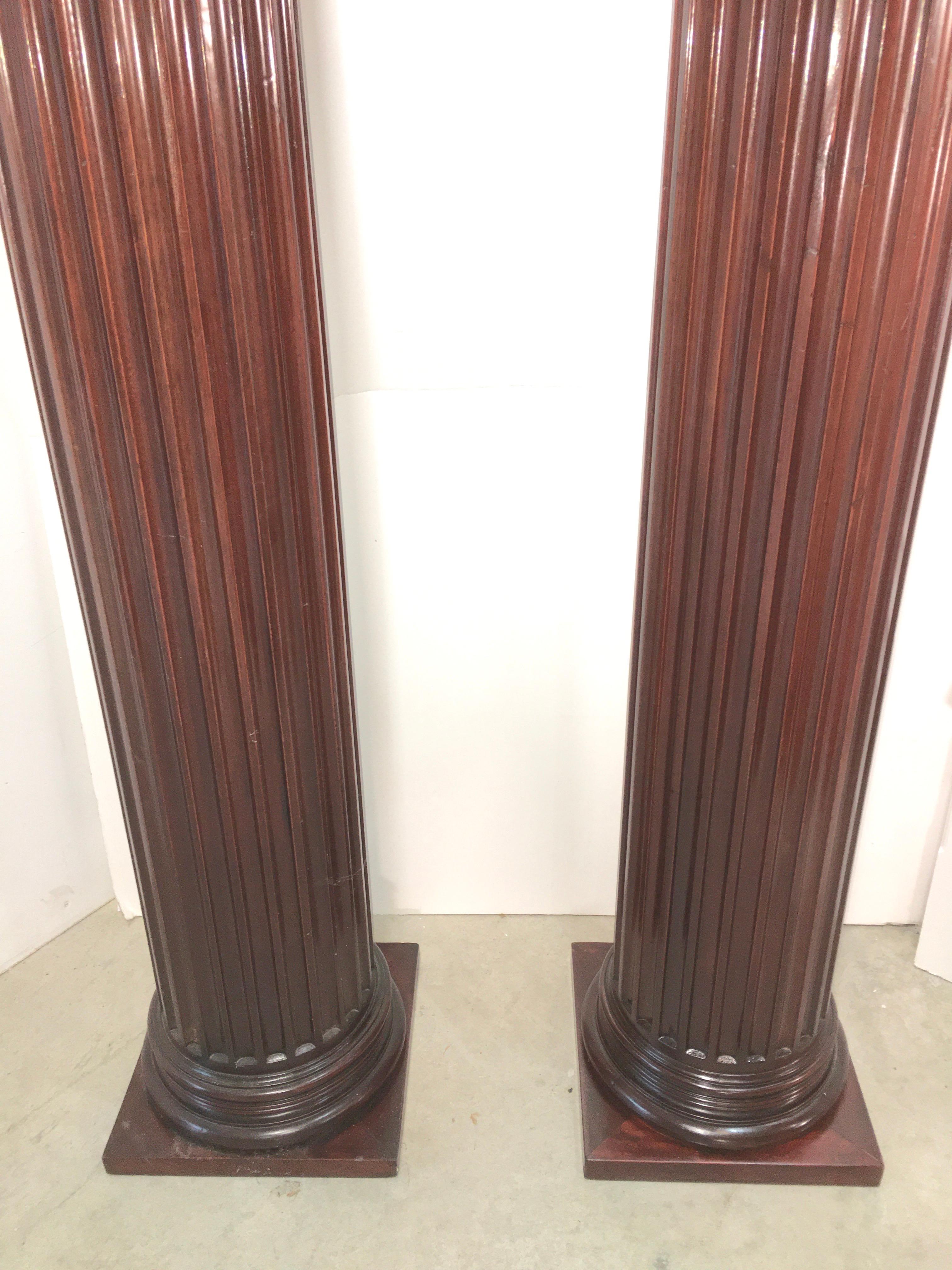 Pair of Classical Mahogany Fluted Columns 3