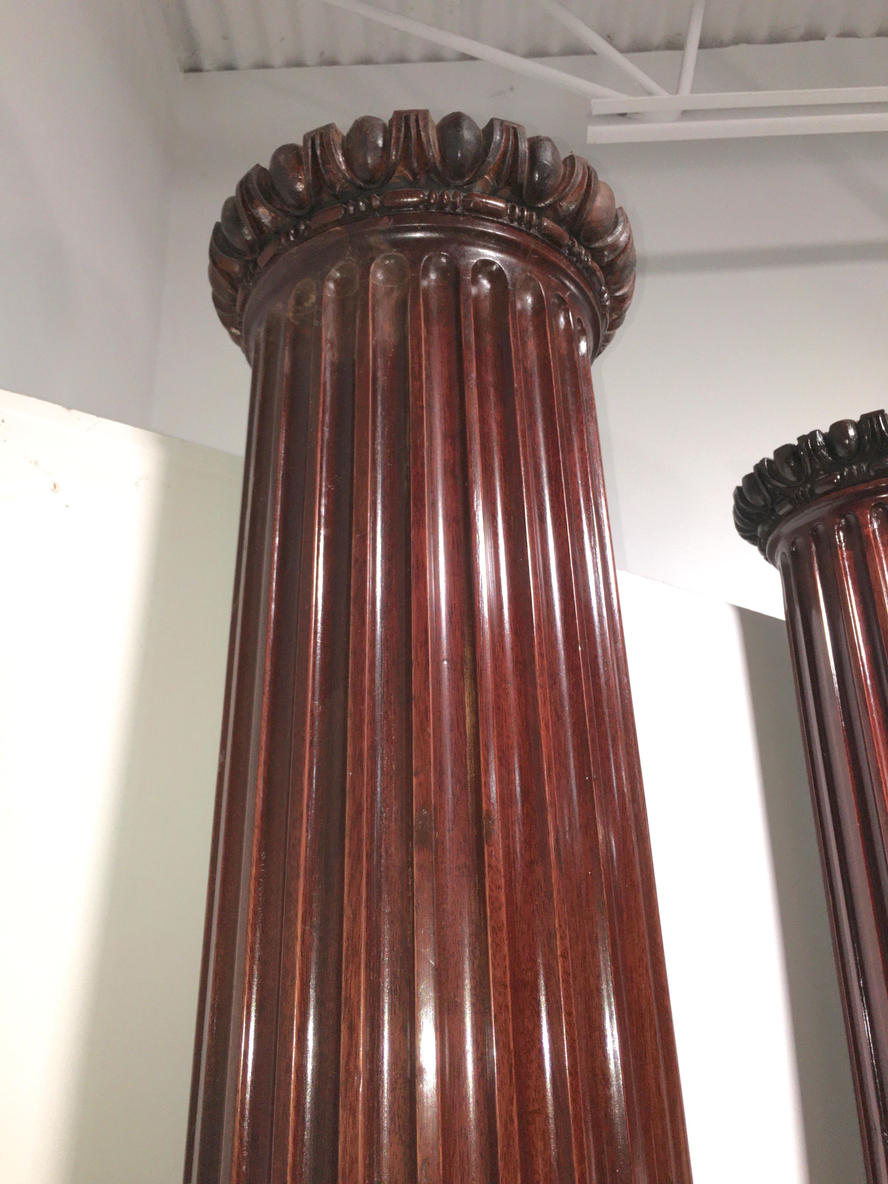 Pair of Classical Mahogany Fluted Columns 7
