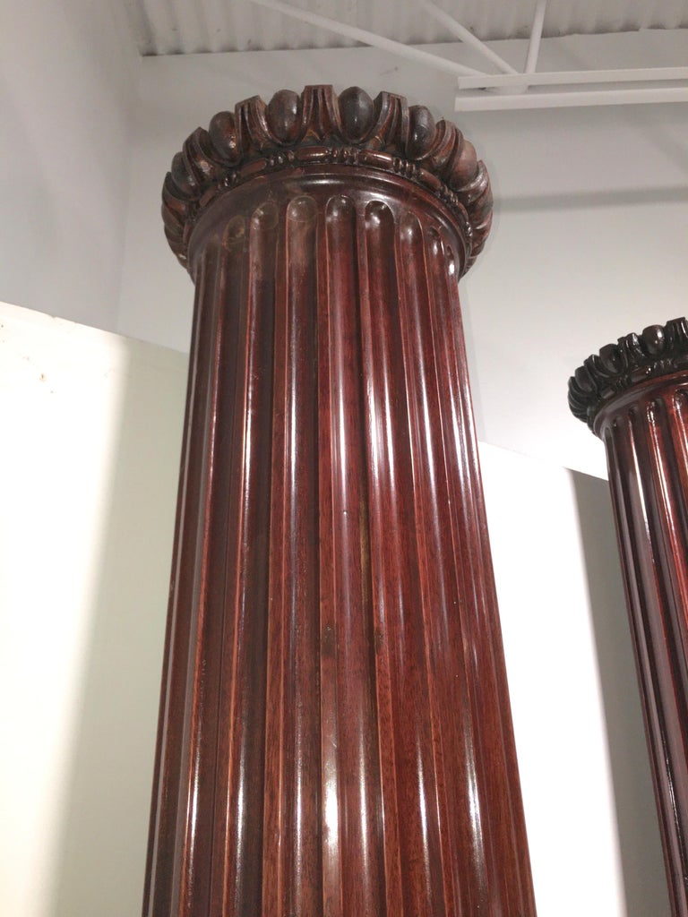 Pair of Classical Mahogany Fluted Columns For Sale at 1stDibs