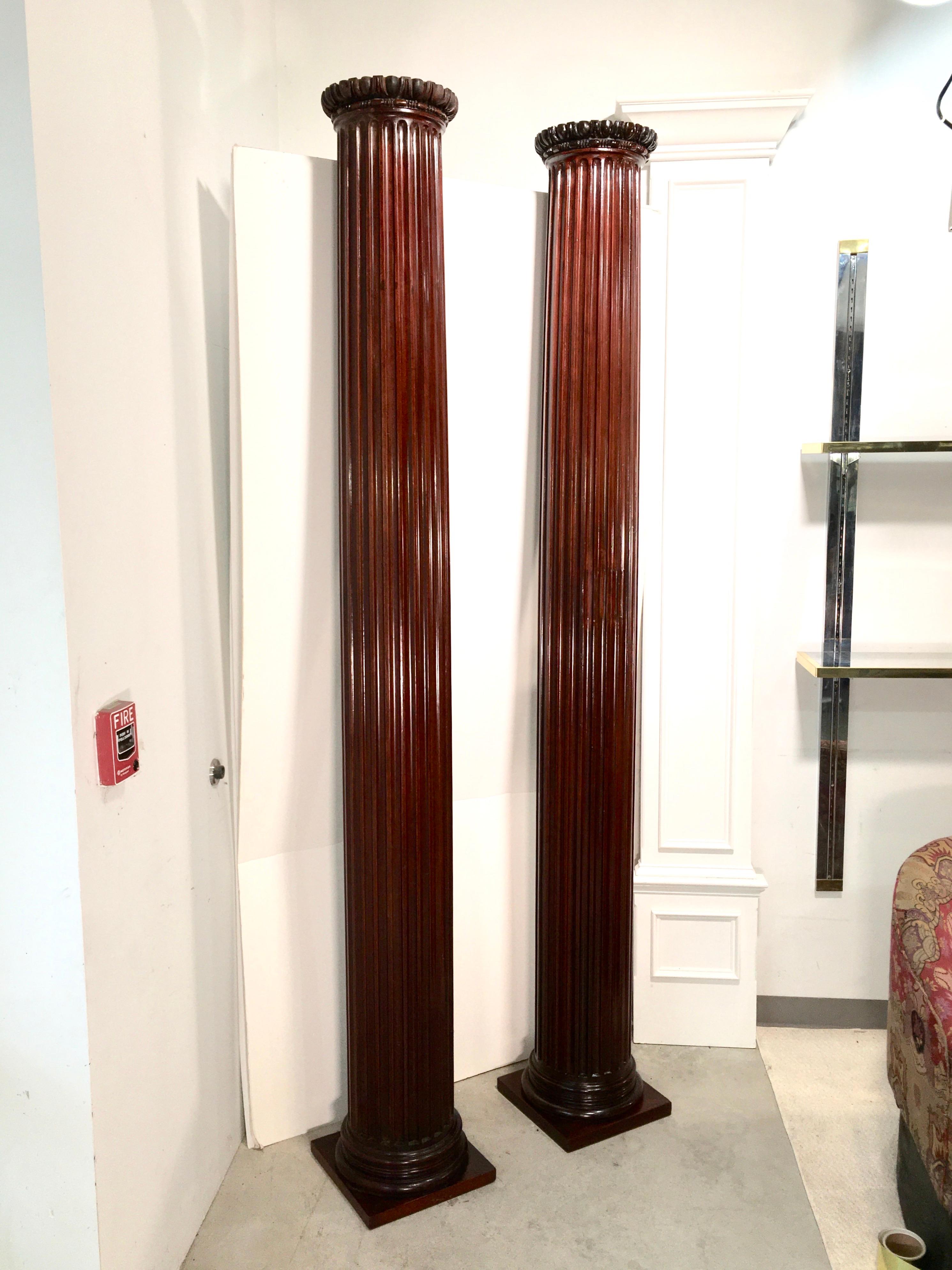 Pair of Classical Mahogany Fluted Columns 9