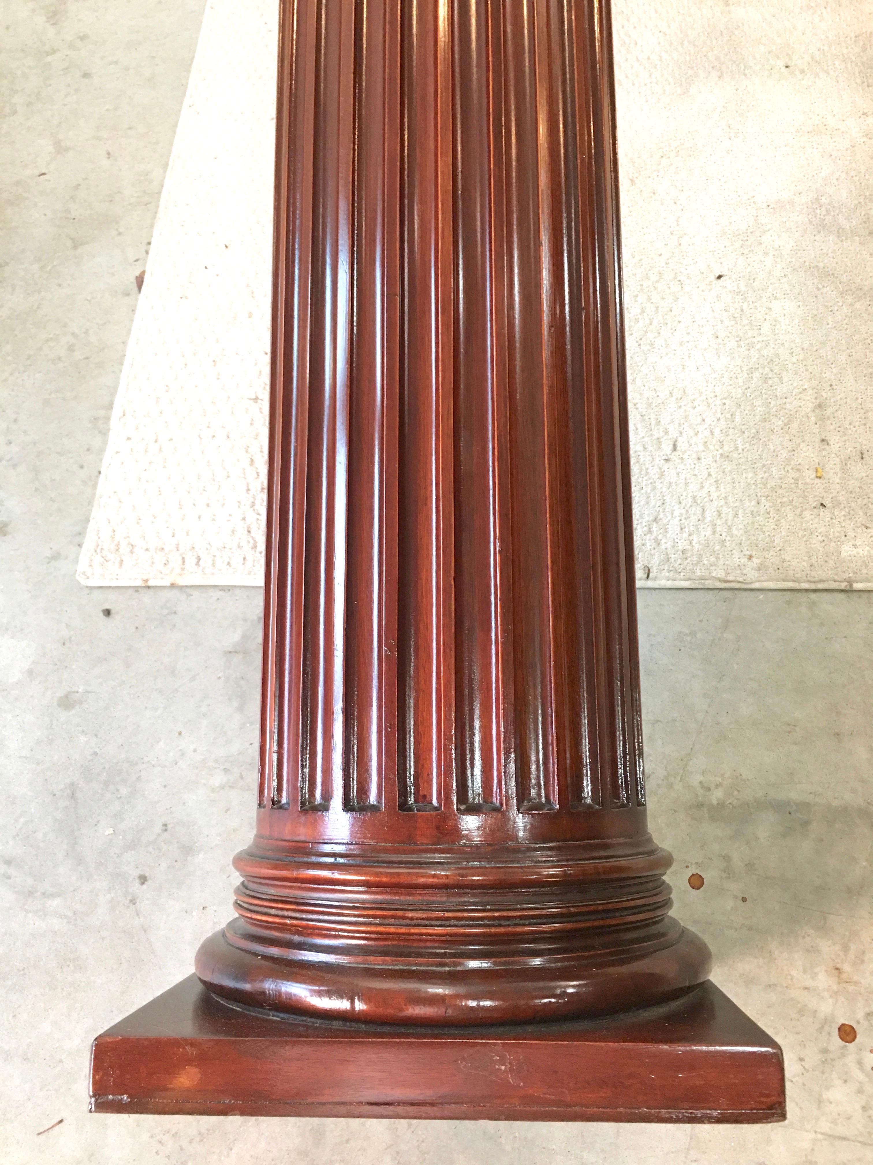Pair of Classical Mahogany Fluted Columns In Good Condition In Hanover, MA