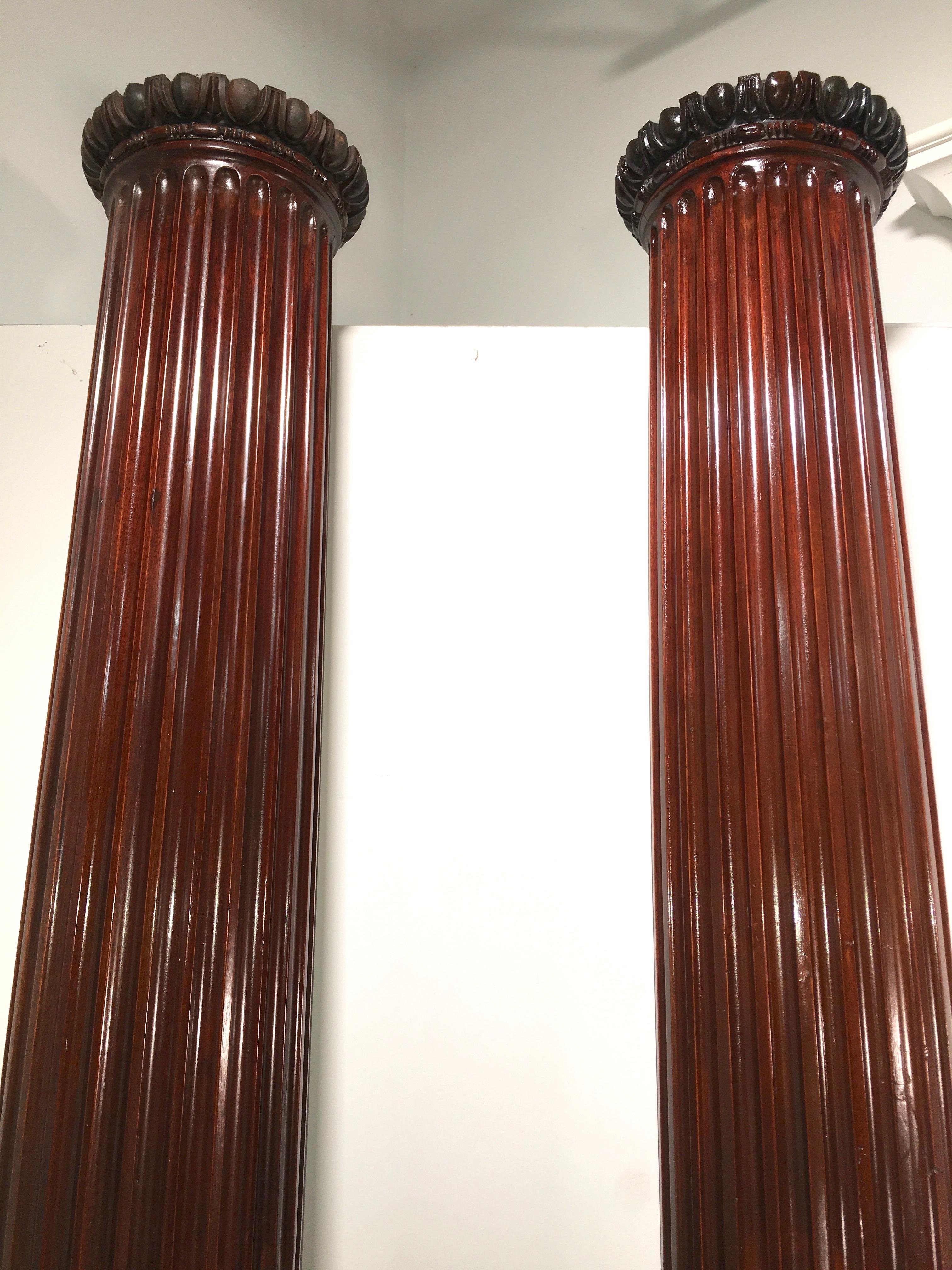 Pair of Classical Mahogany Fluted Columns 1