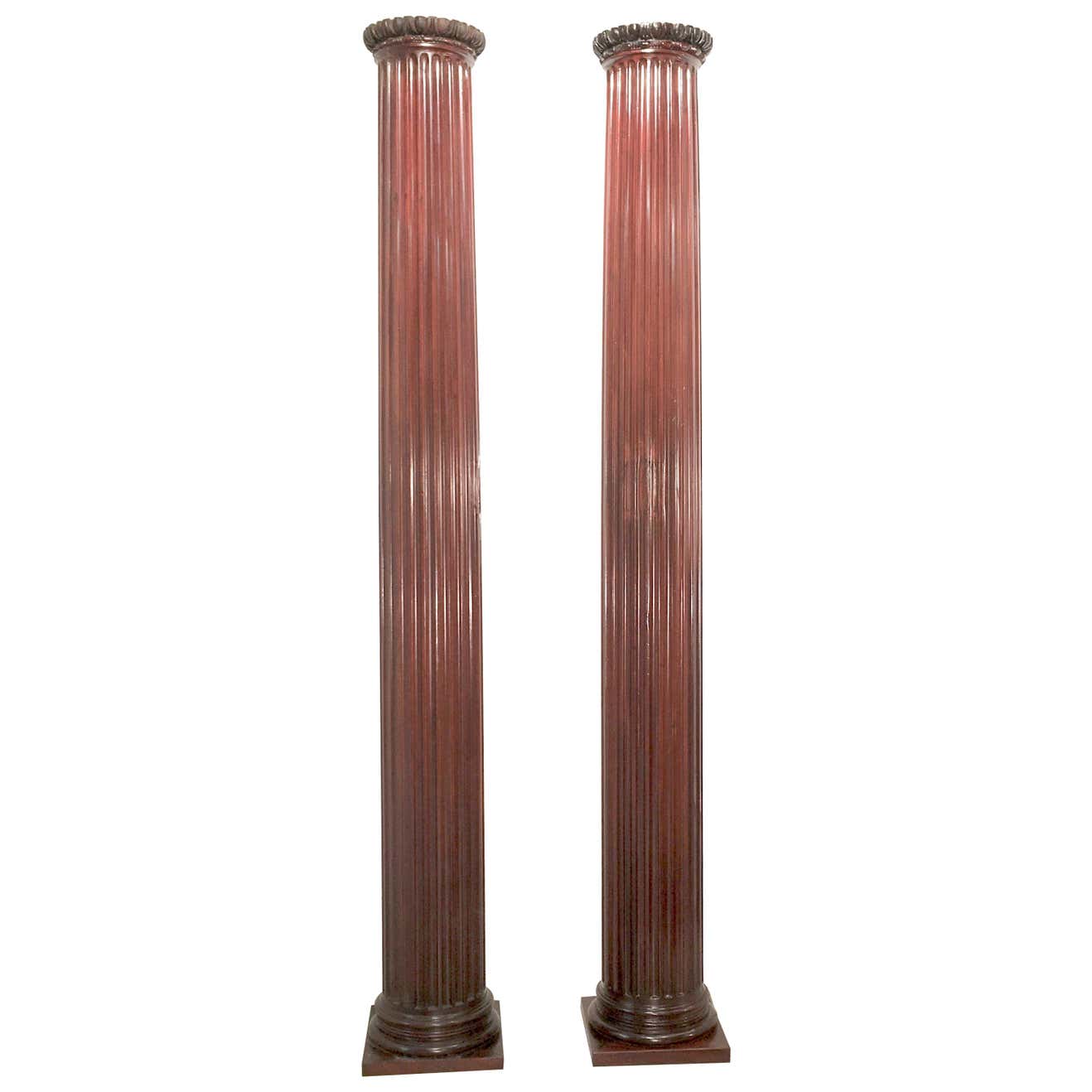Pair of Classical Mahogany Fluted Columns For Sale at 1stDibs ...
