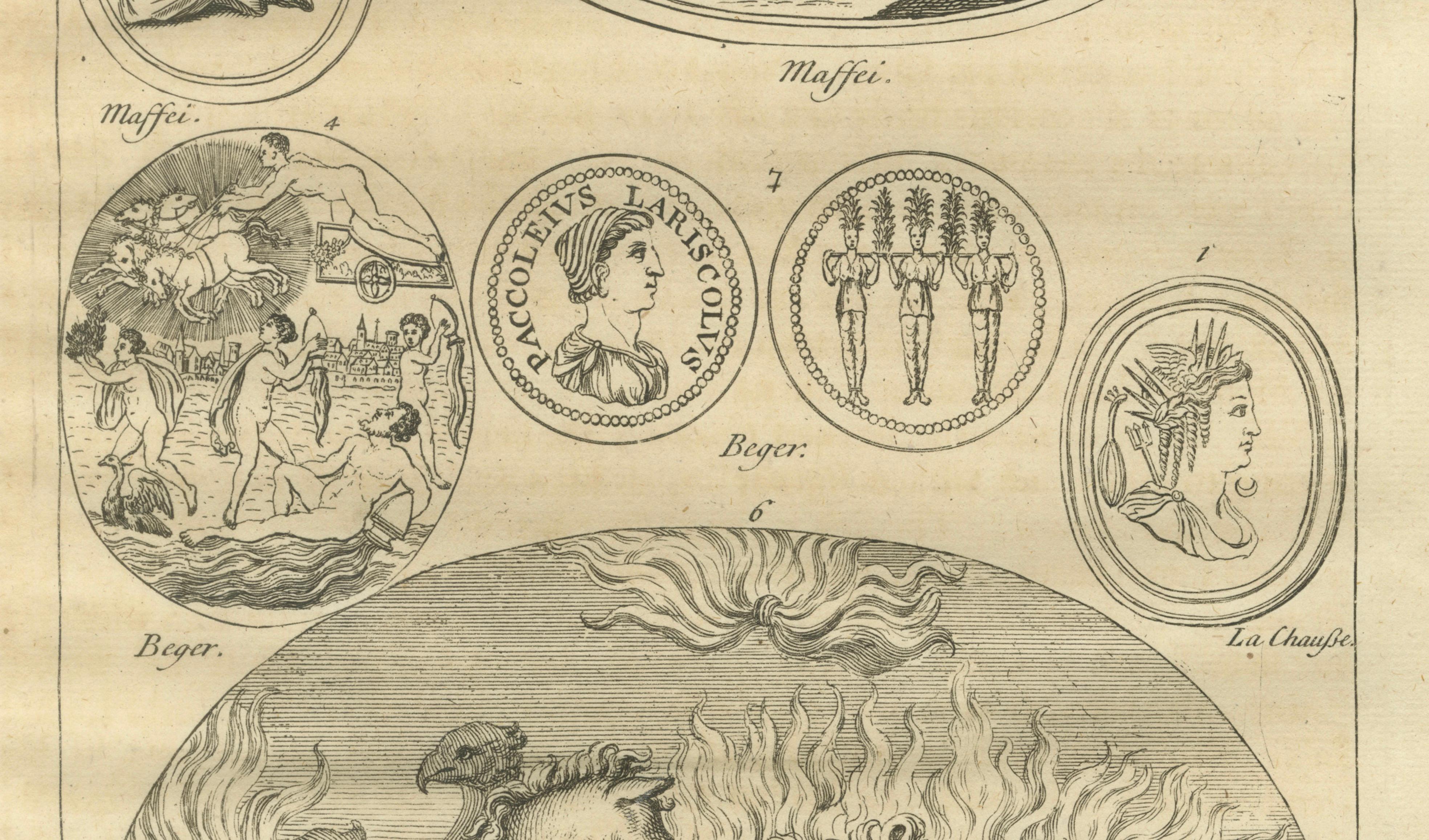 Pair of Classical Mythological Engravings – Montfaucon Antiquity Explained 1721