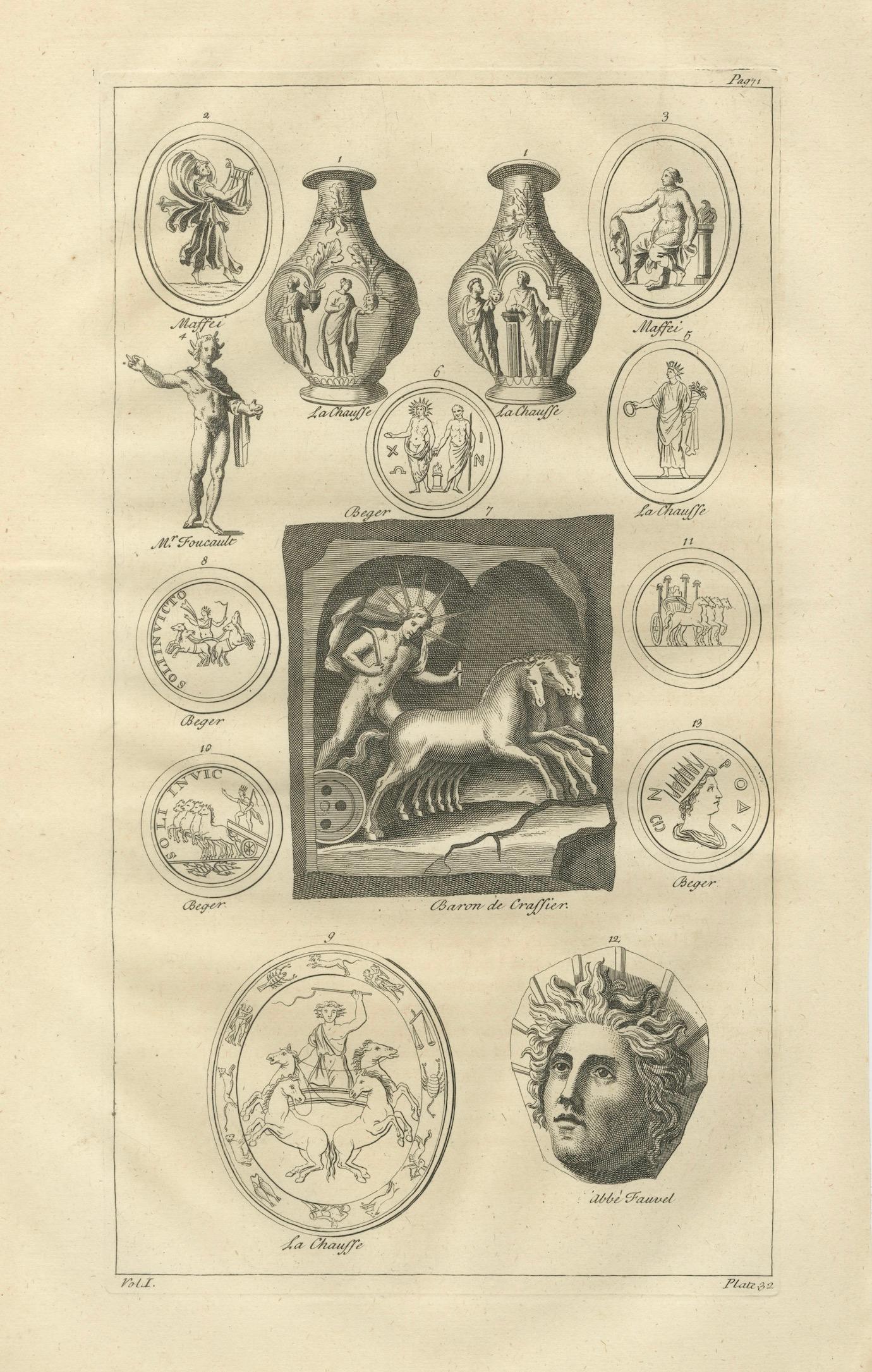 Pair of Classical Mythological Engravings – Montfaucon Antiquity Explained 1721