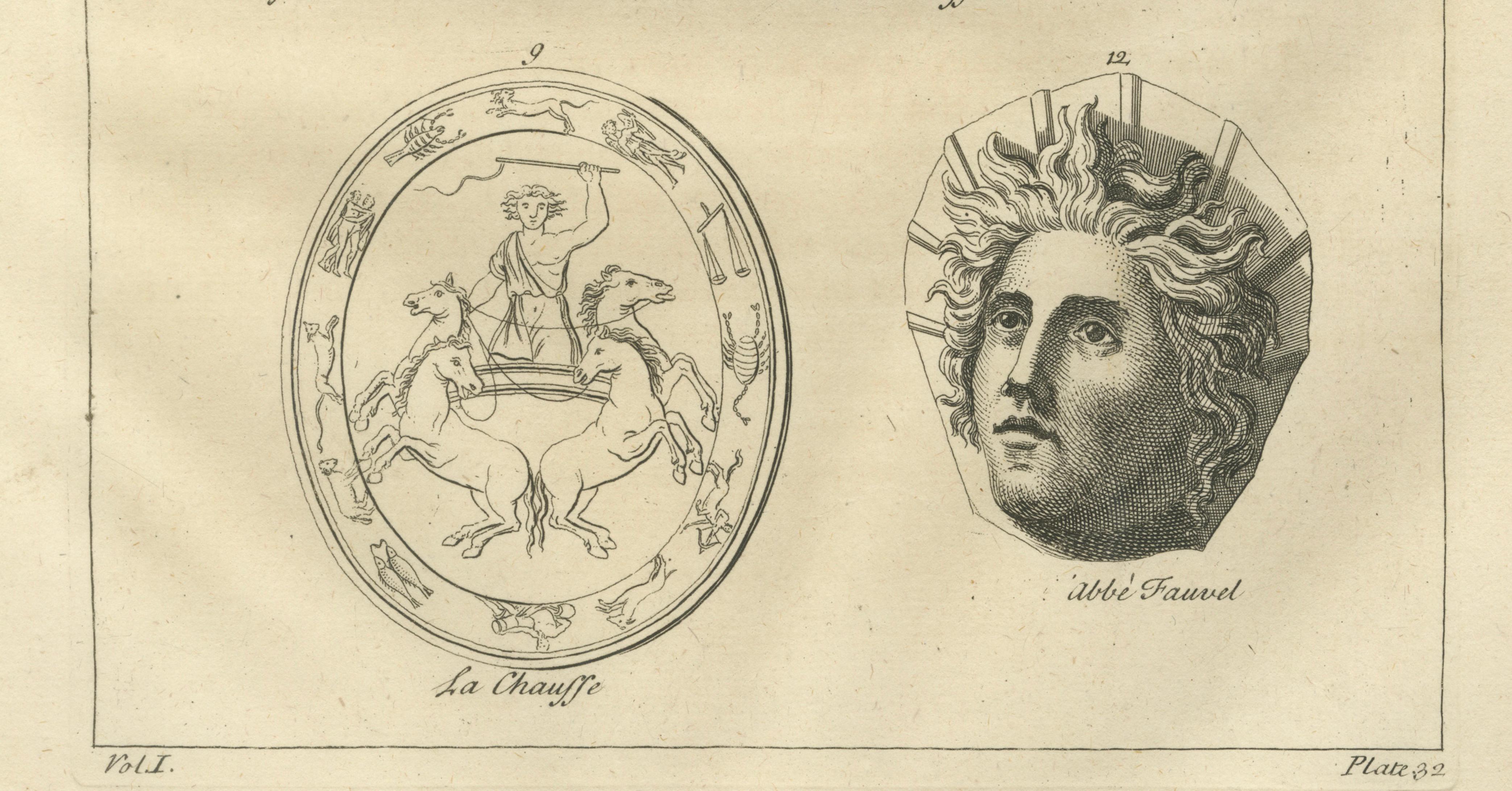 Pair of Classical Mythological Engravings – Montfaucon Antiquity Explained 1721