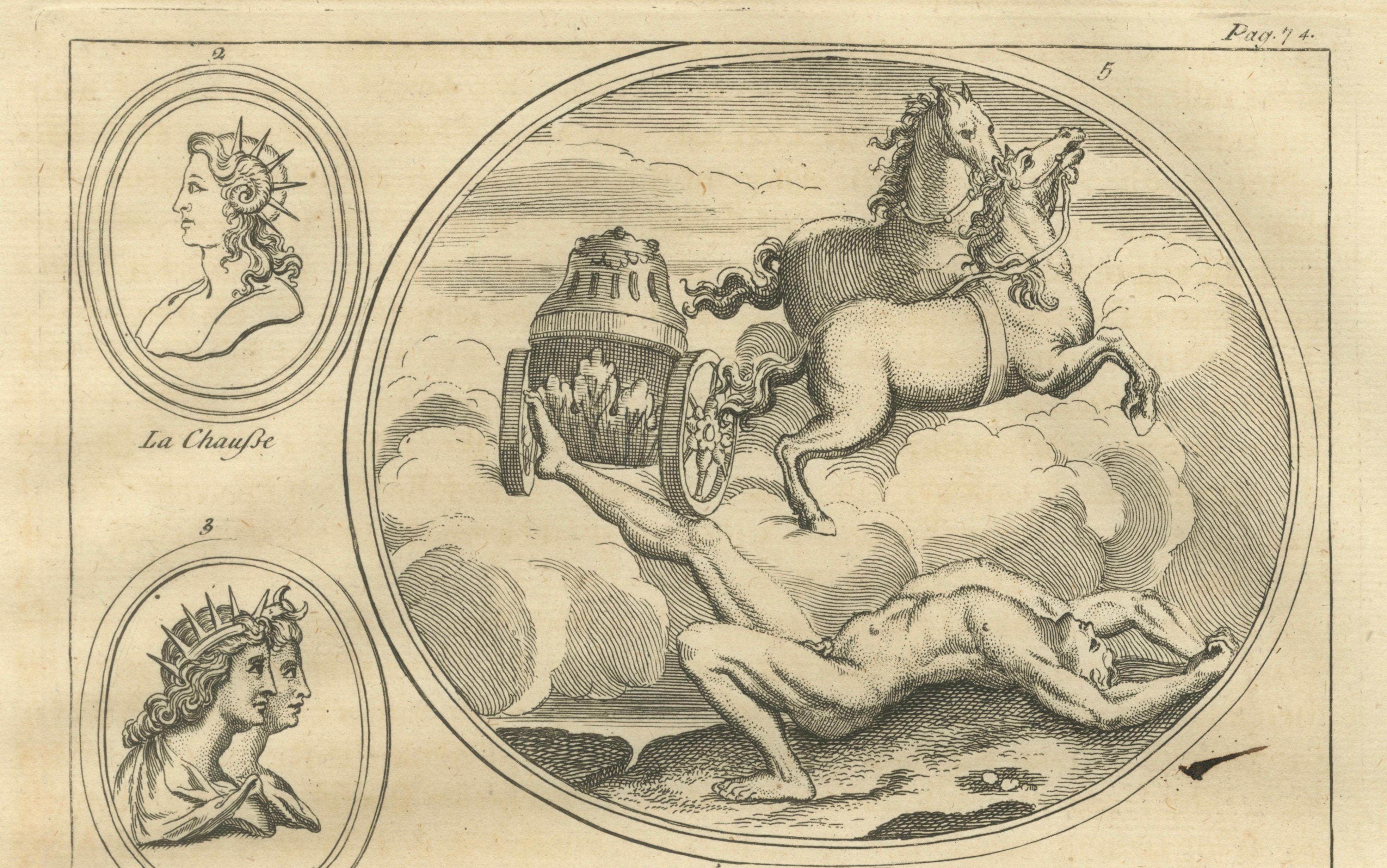 Pair of Classical Mythological Engravings – Montfaucon Antiquity Explained 1721