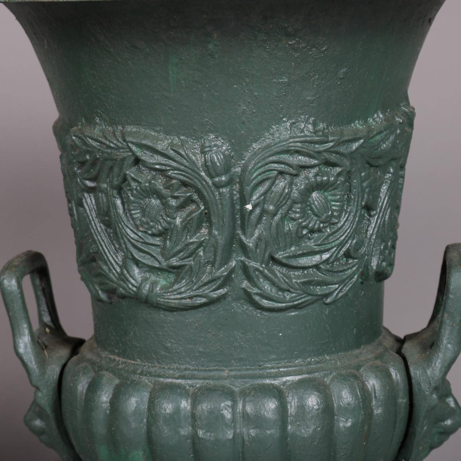 Pair of Classical Painted Cast Iron Garden Urns, 20th Century 7