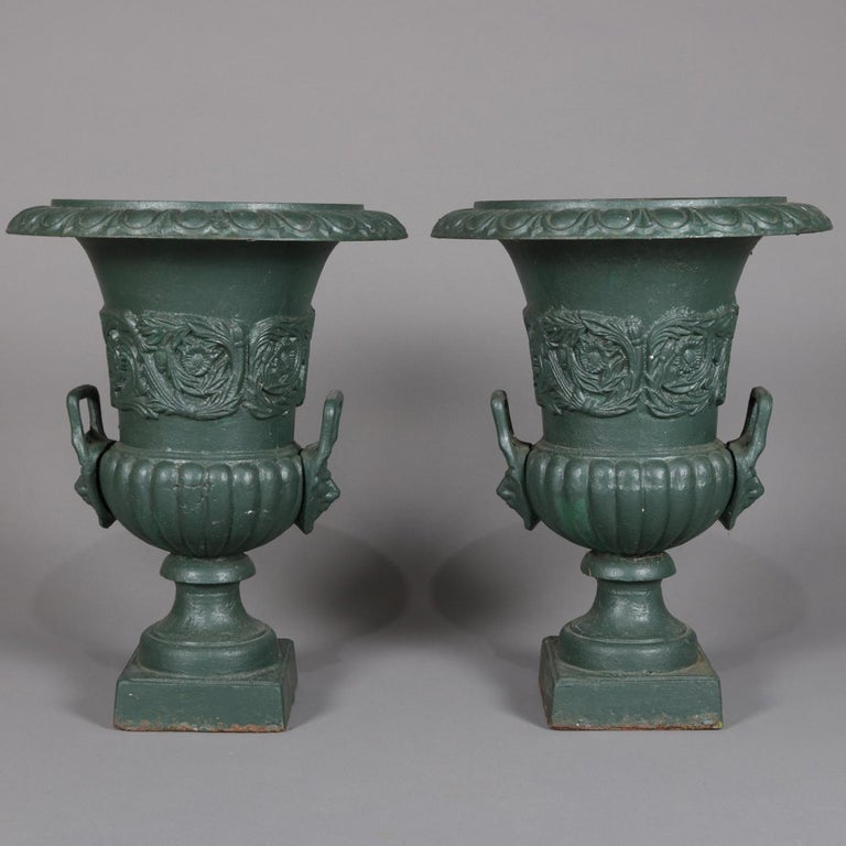 Pair of Classical Painted Cast Iron Garden Urns, 20th Century at 1stDibs