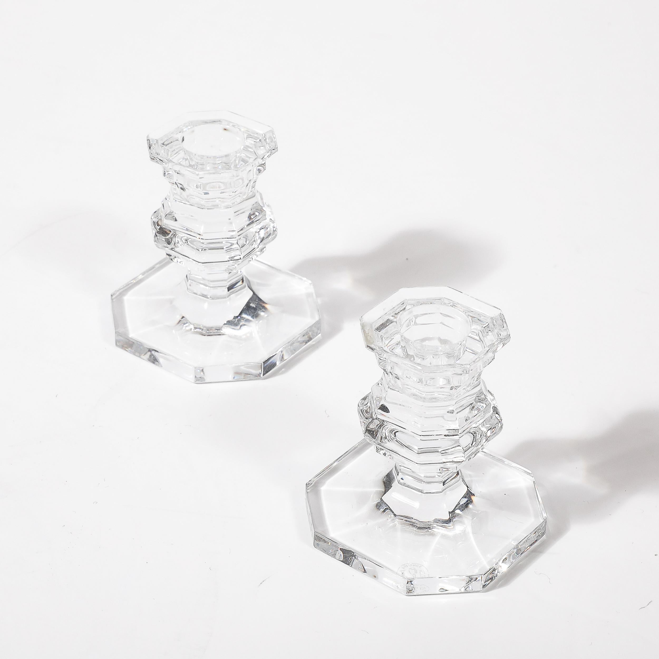Pair of Classical Regency  Crystal Candlestick Holders Signed Baccarat For Sale 5