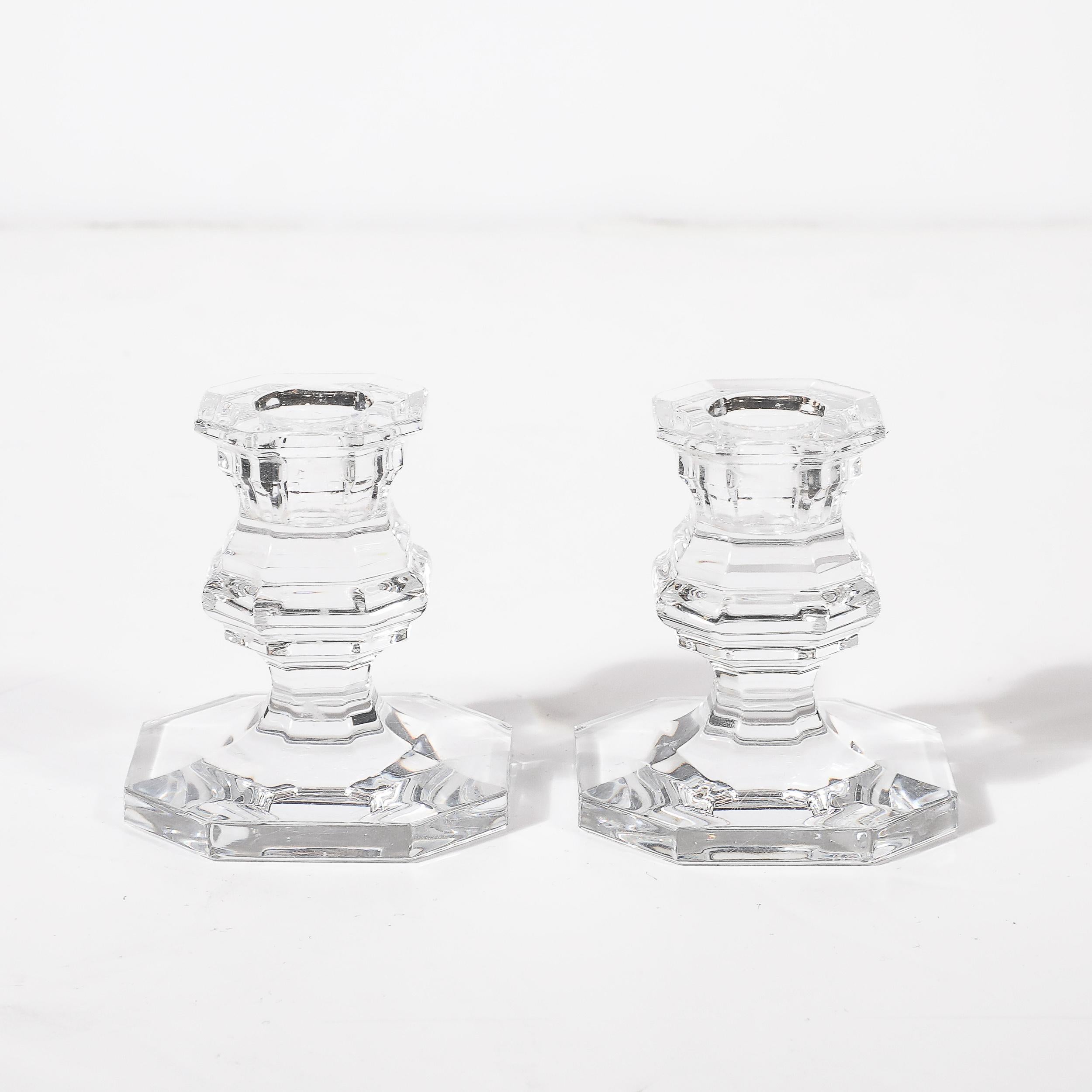 Pair of Classical Regency  Crystal Candlestick Holders Signed Baccarat For Sale 6