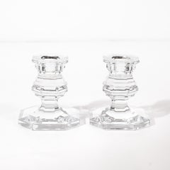 Pair of Classical Regency  Crystal Candlestick Holders Signed Baccarat