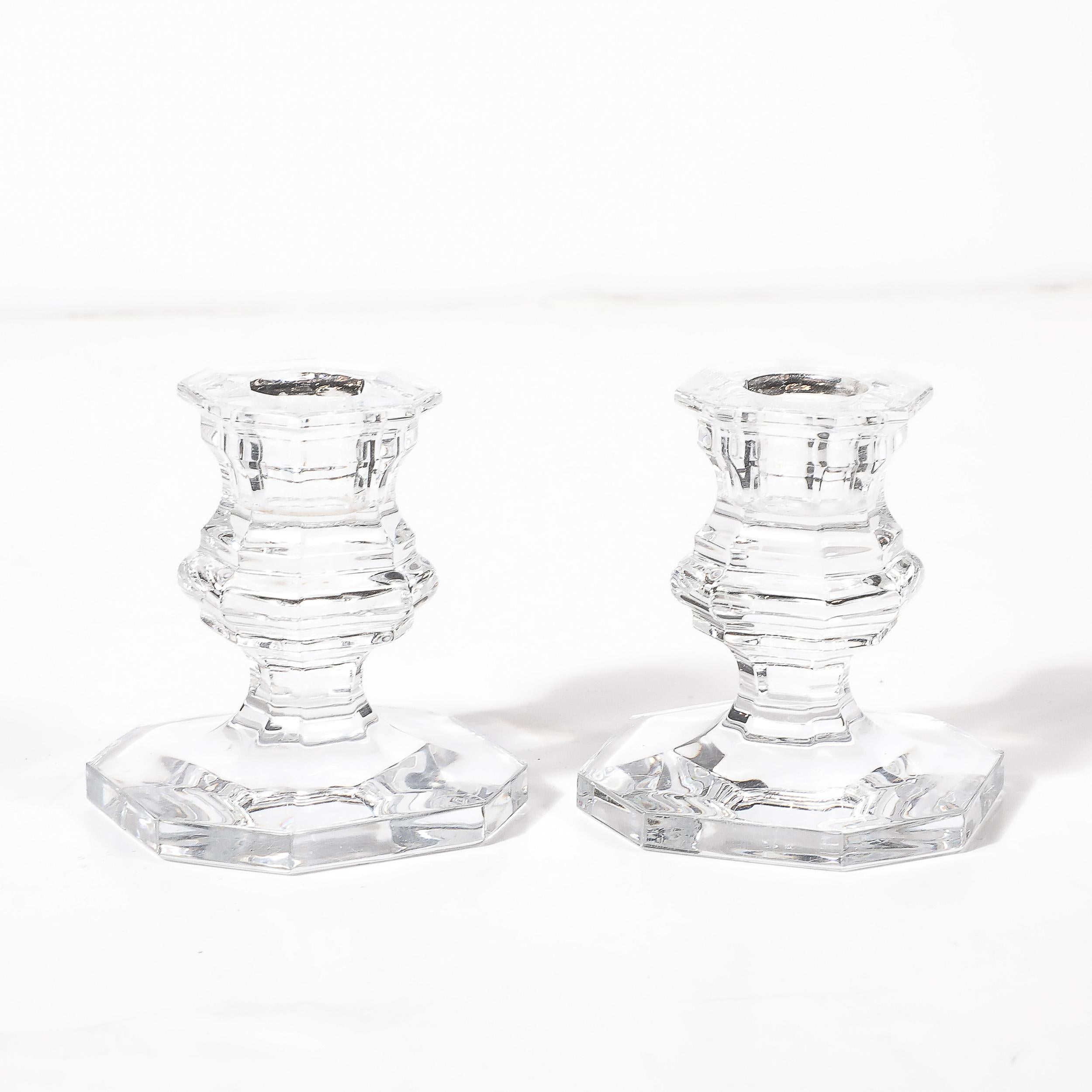 Pair of Classical Regency  Crystal Candlestick Holders Signed Baccarat In Excellent Condition For Sale In New York, NY