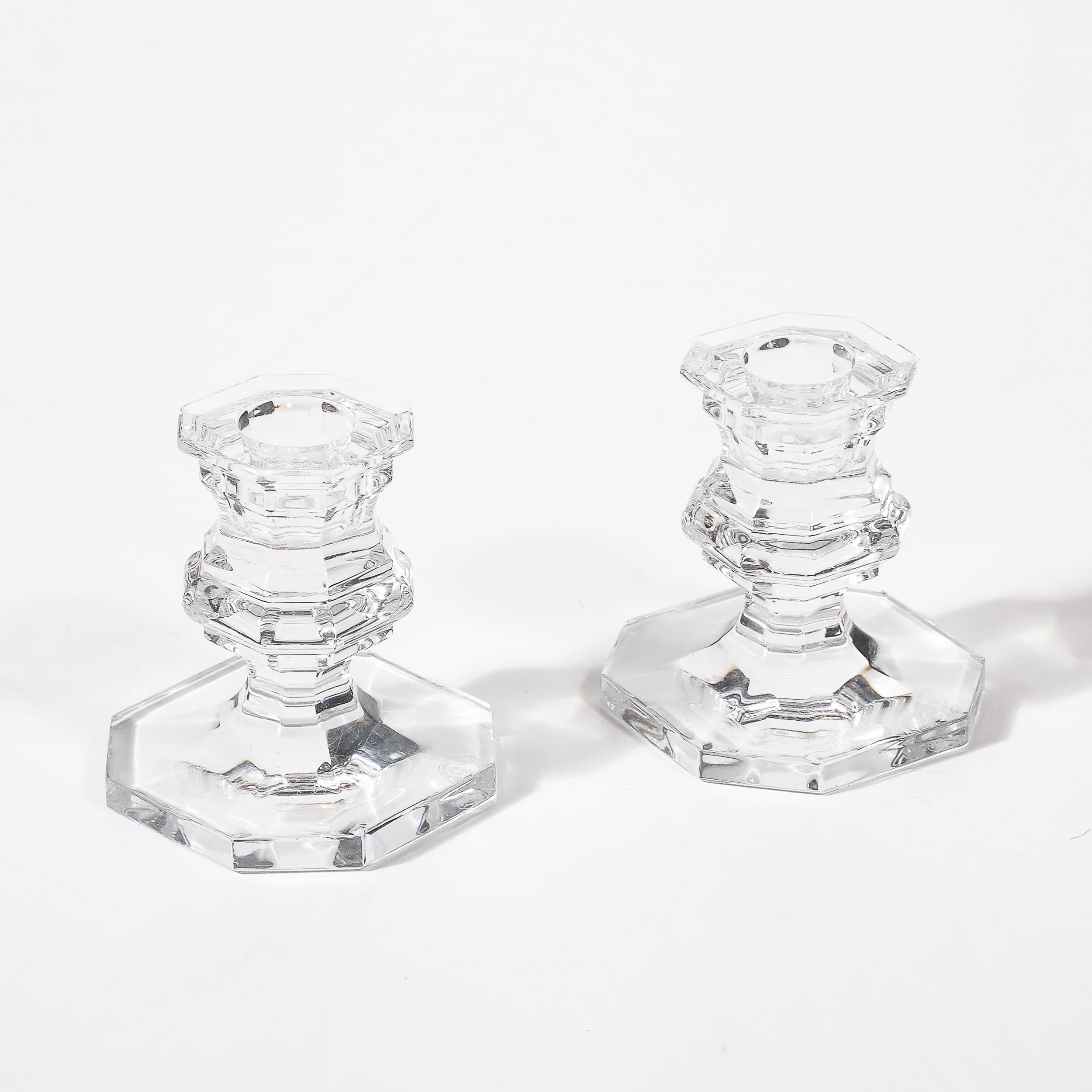 Pair of Classical Regency  Crystal Candlestick Holders Signed Baccarat For Sale 3