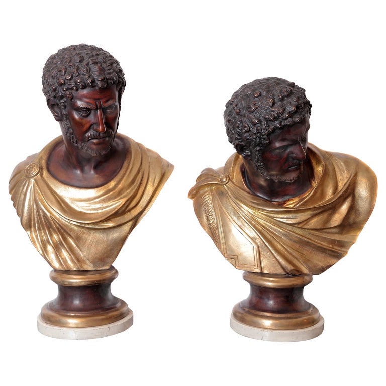 Pair of Classical Roman Bronze Busts For Sale at 1stDibs