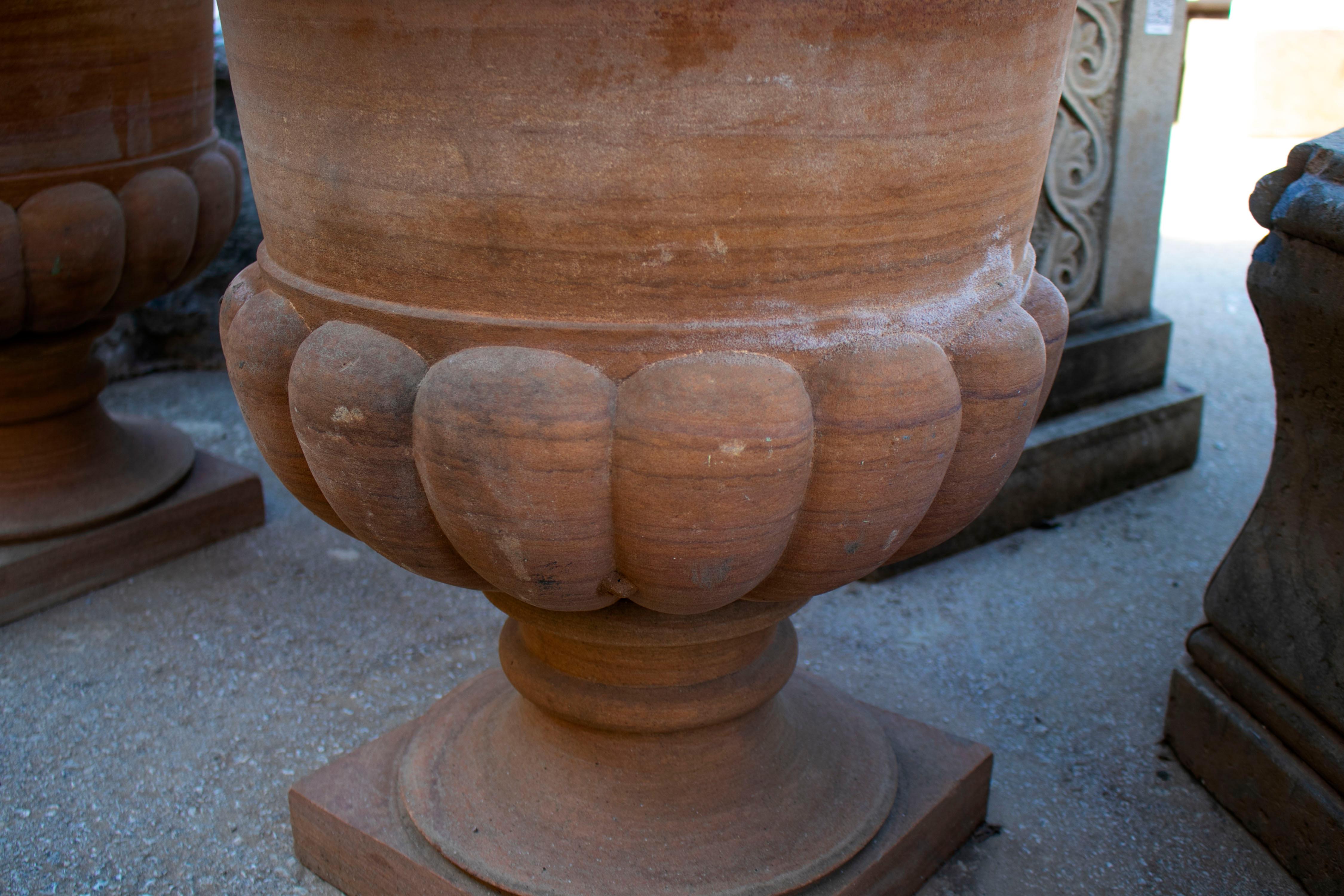 European Pair of Classical Sandstone Garden Urns
