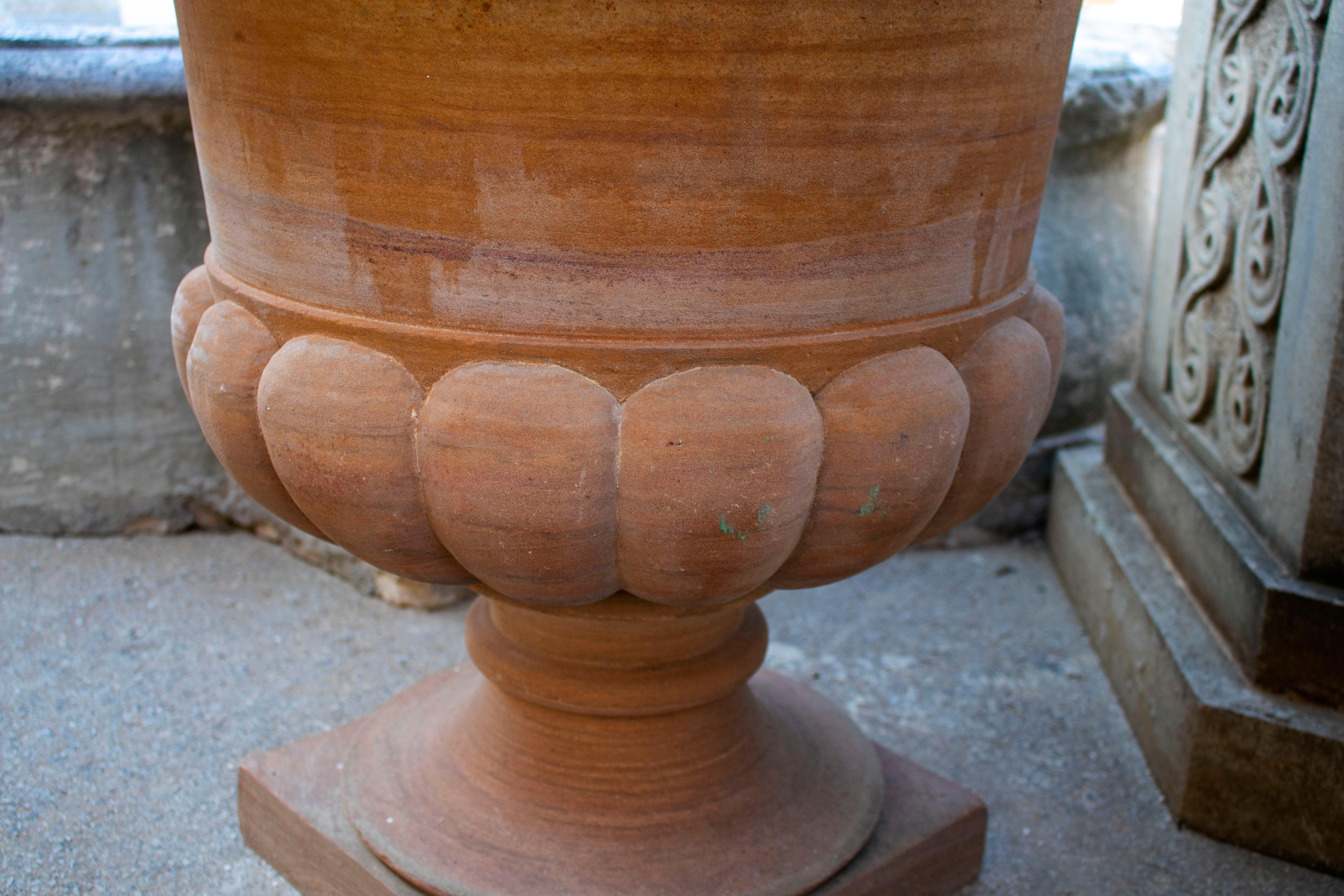 20th Century Pair of Classical Sandstone Garden Urns