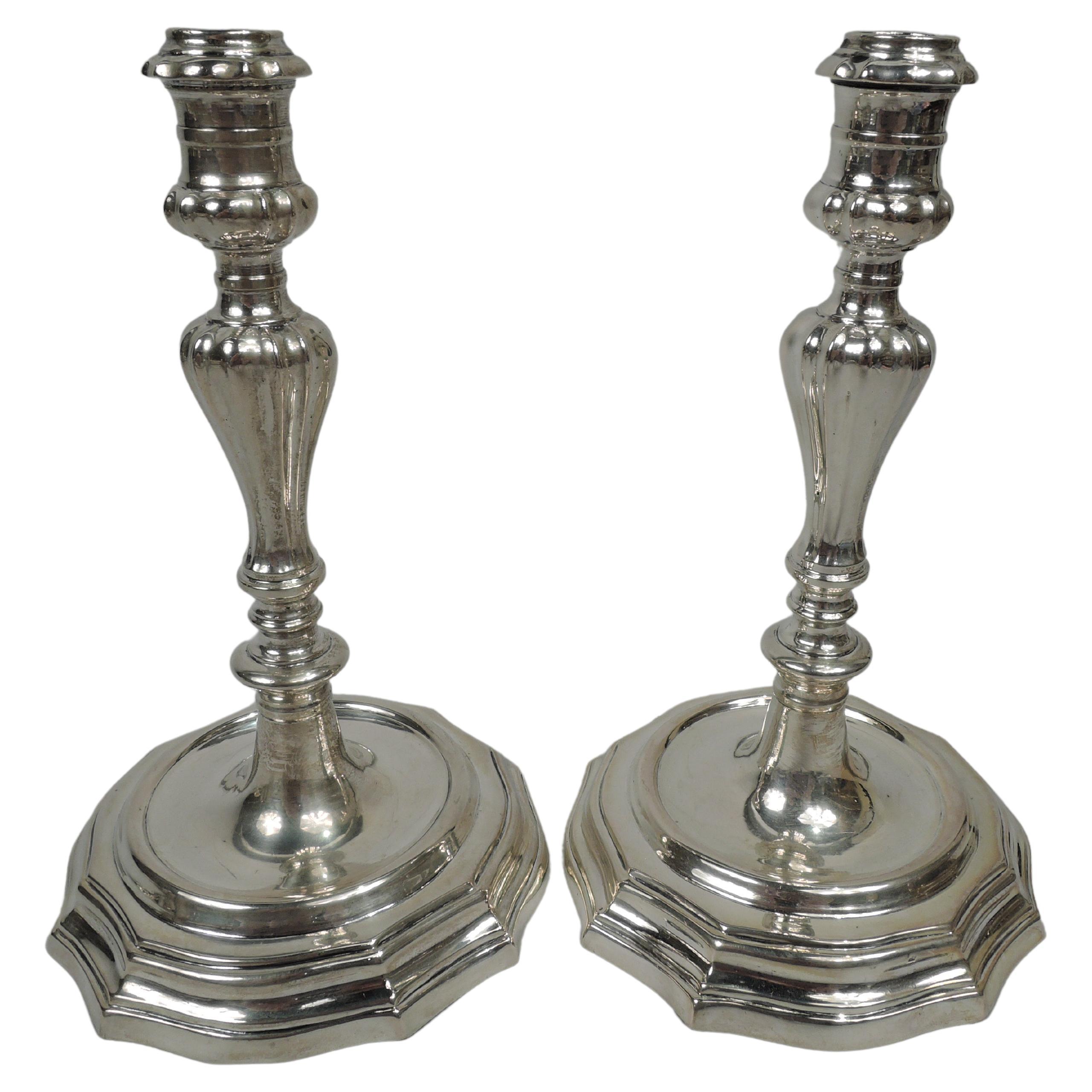 Pair of Classical Silver Candlesticks with Florentine Assayer’s Stamp