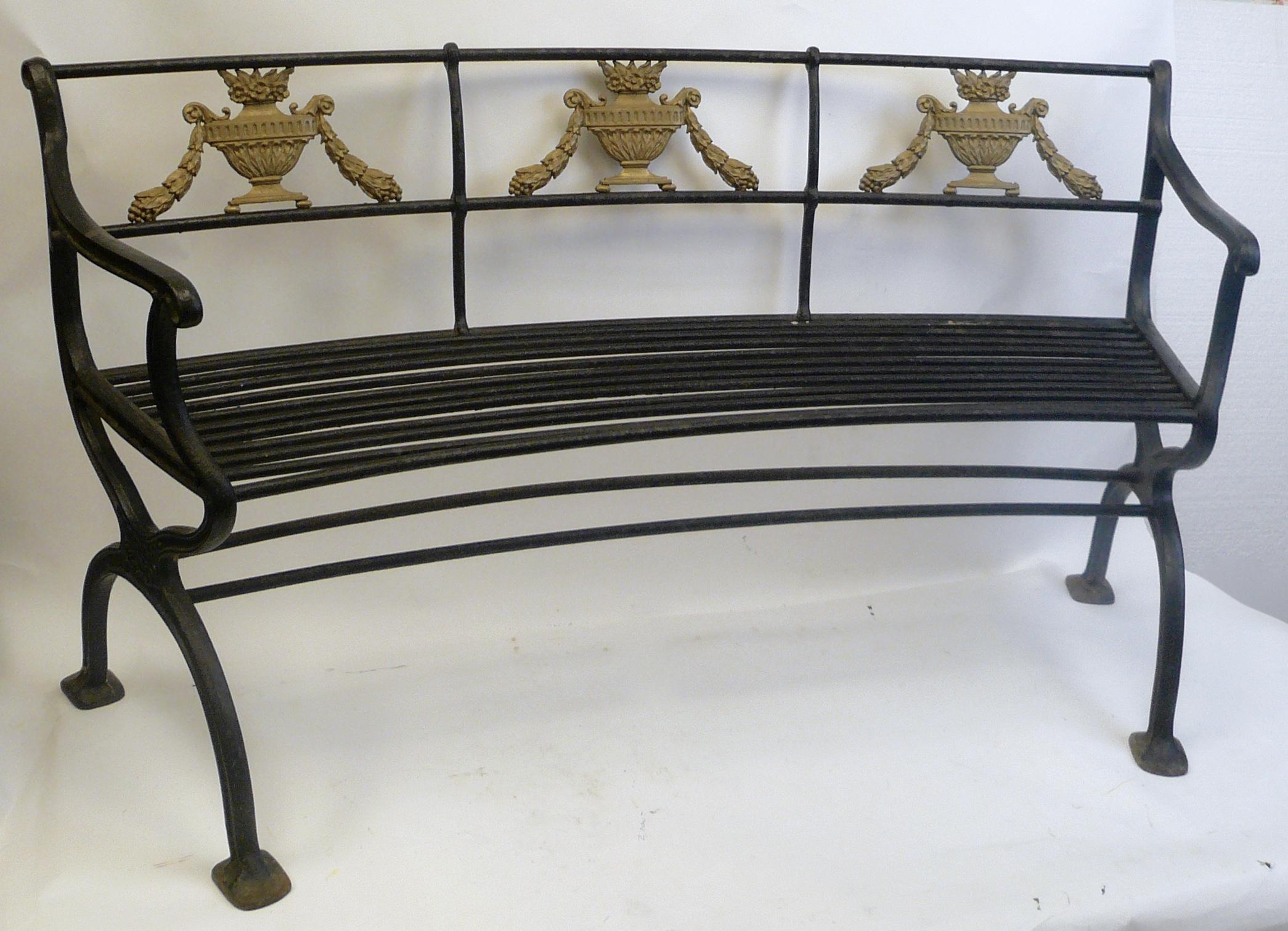 Pair of Classical Style Cast Iron Garden Benches by W. A. Snow, Boston In Good Condition In Pittsburgh, PA