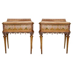 Pair of Classical Style Console Tables / Side Tables with Marble Tops