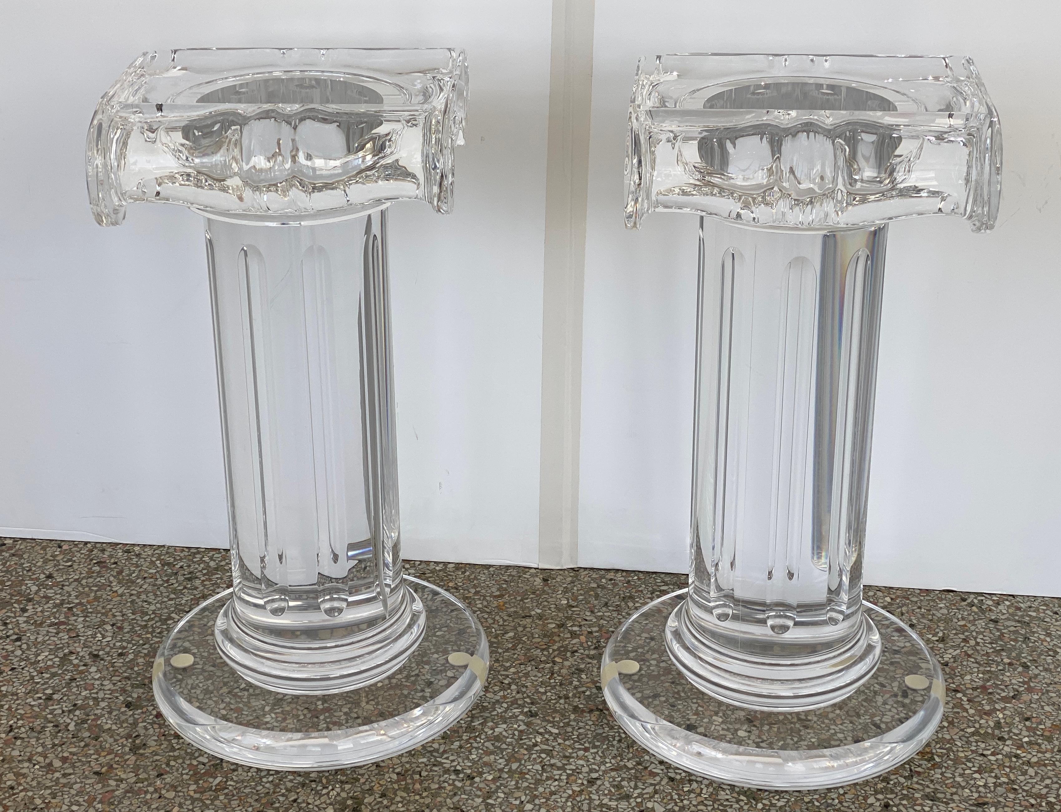Pair of Classical Style Lucite Pedestals For Sale 3