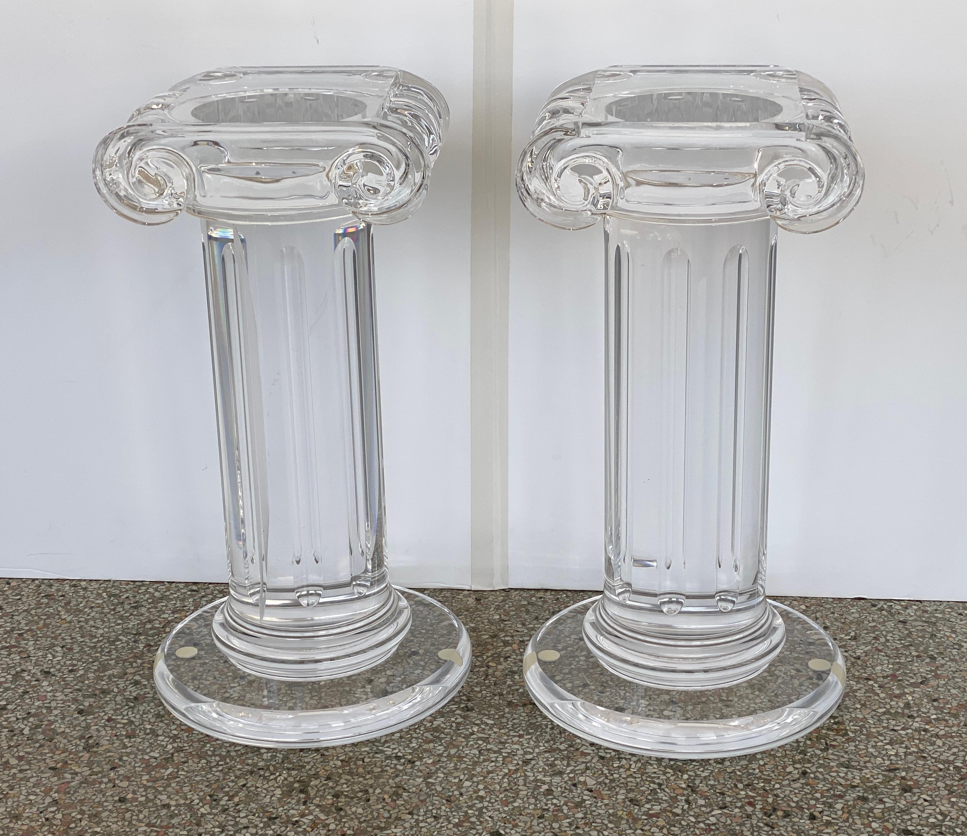 Pair of Classical Style Lucite Pedestals For Sale 4