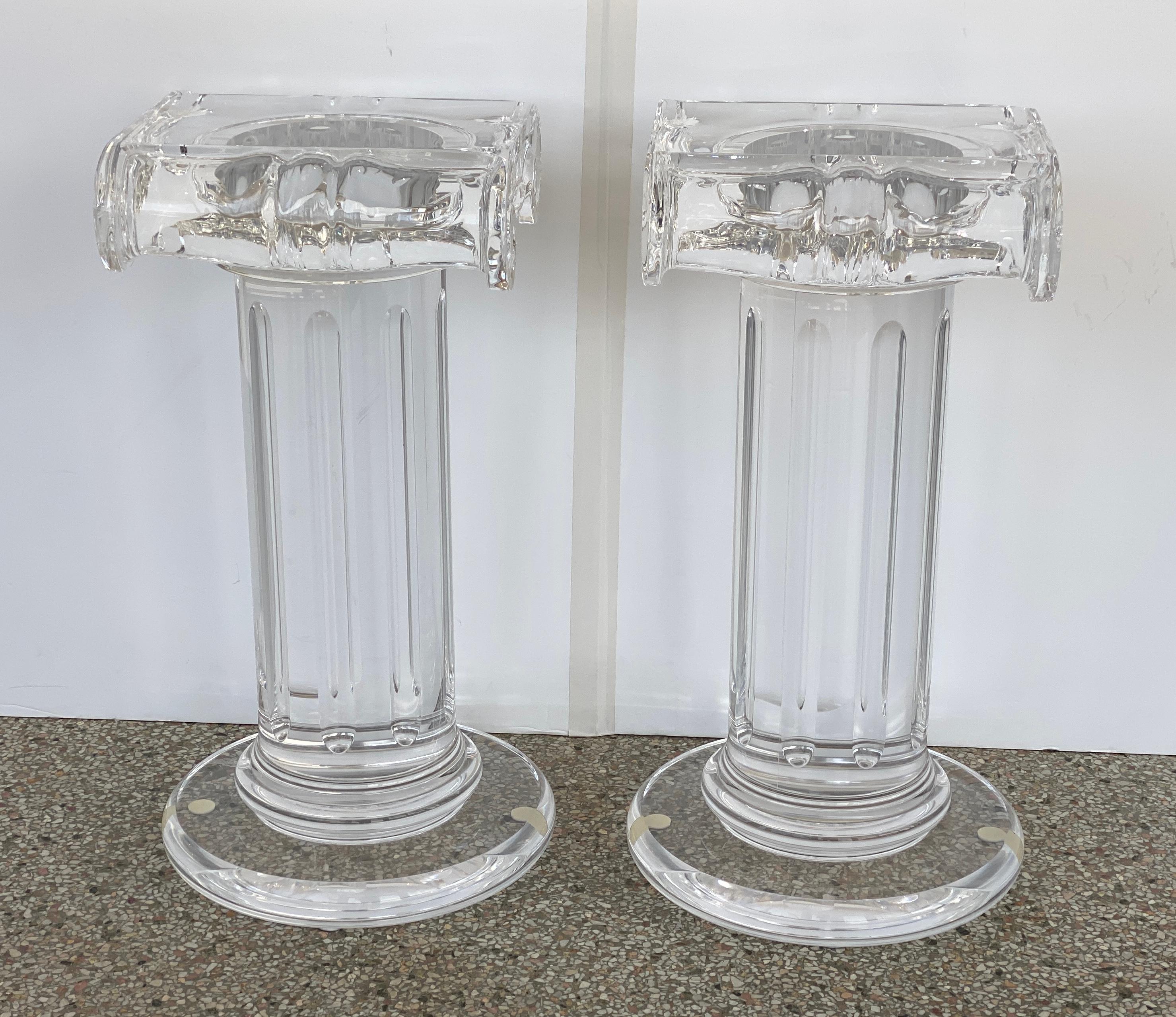 Pair of Classical Style Lucite Pedestals For Sale 5