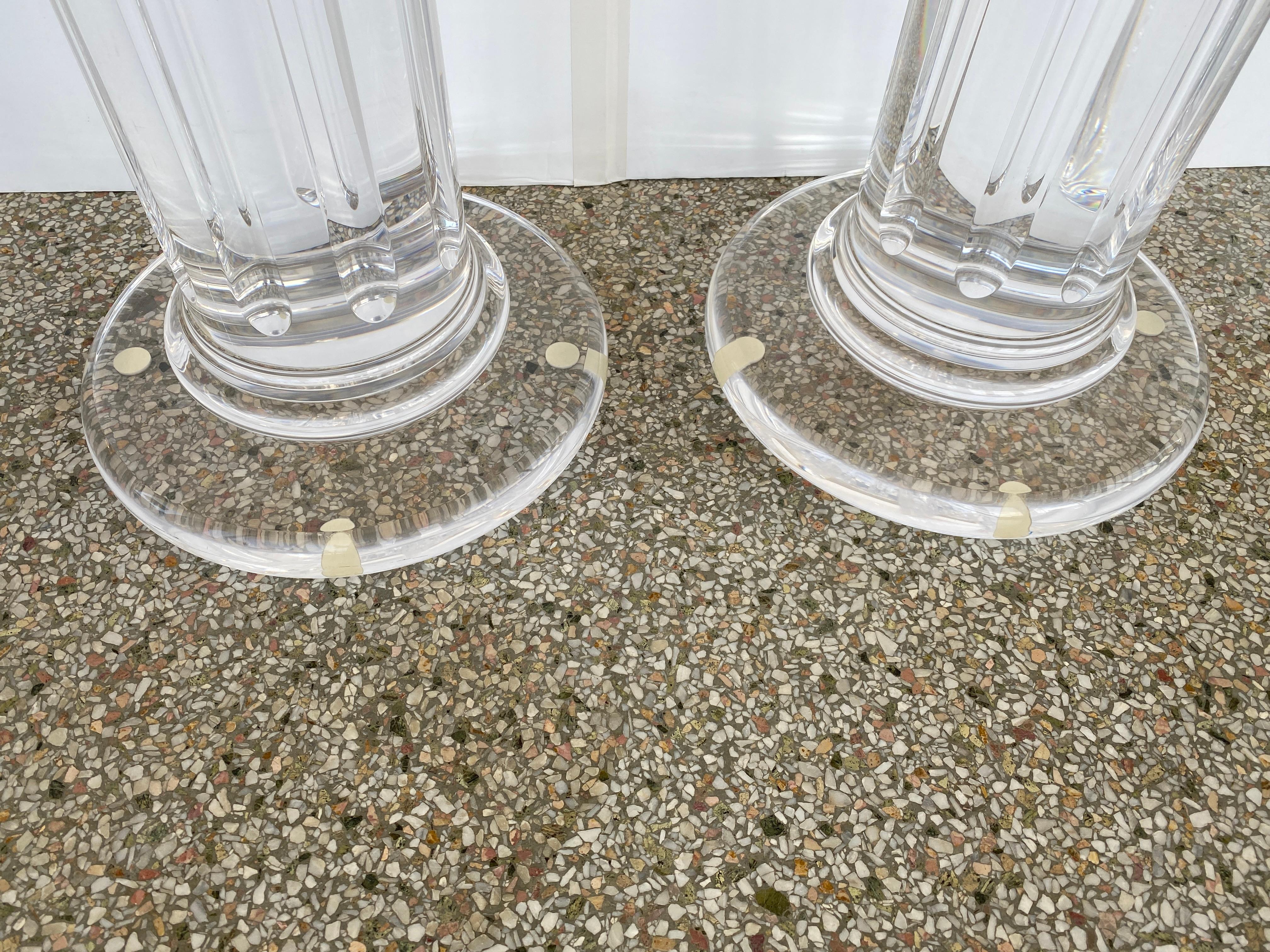Pair of Classical Style Lucite Pedestals For Sale 7