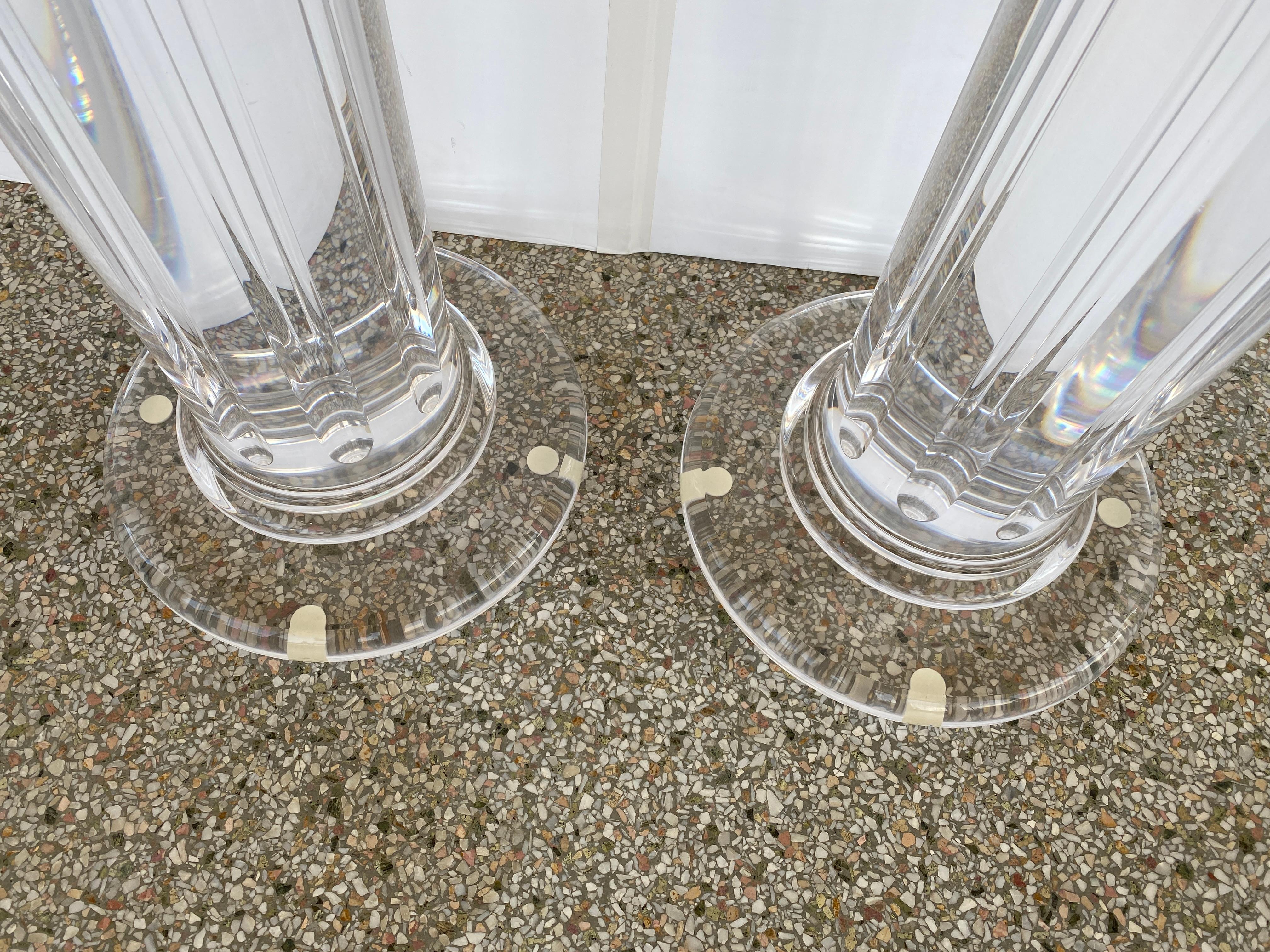 Pair of Classical Style Lucite Pedestals For Sale 8