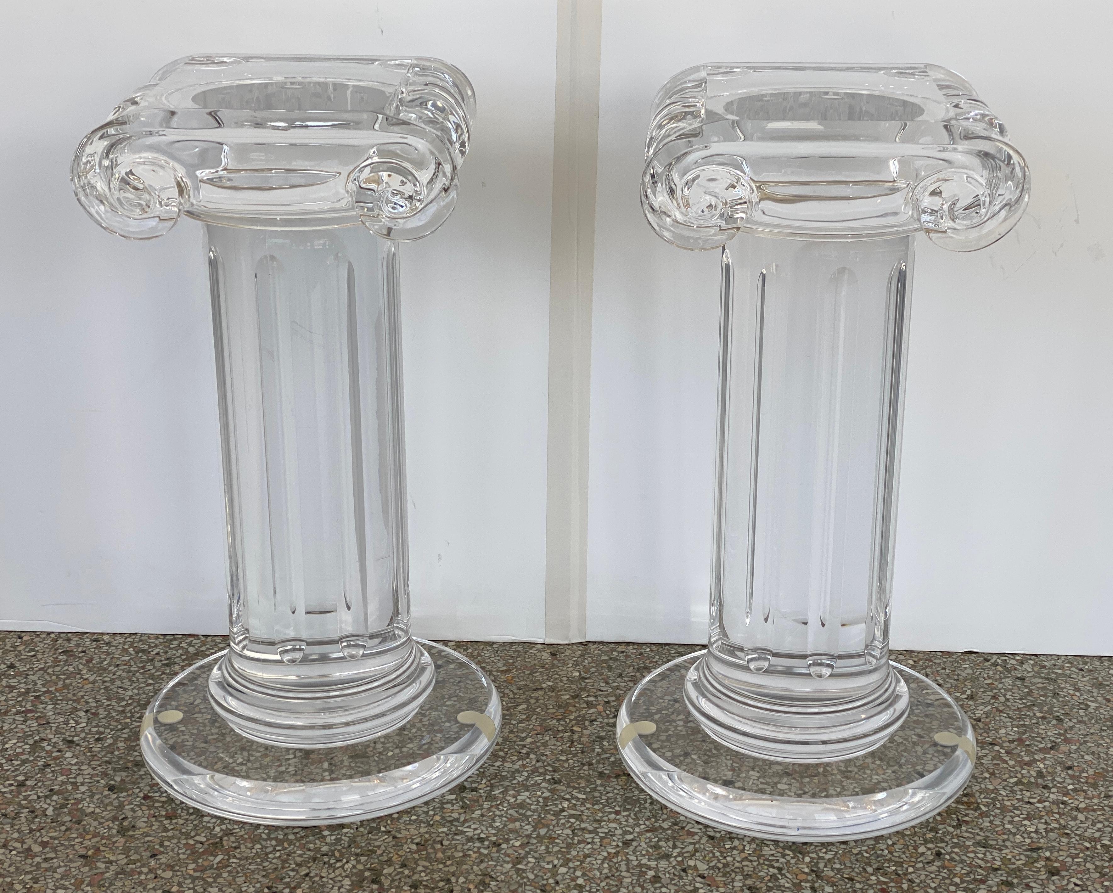 Pair of Classical Style Lucite Pedestals For Sale 2