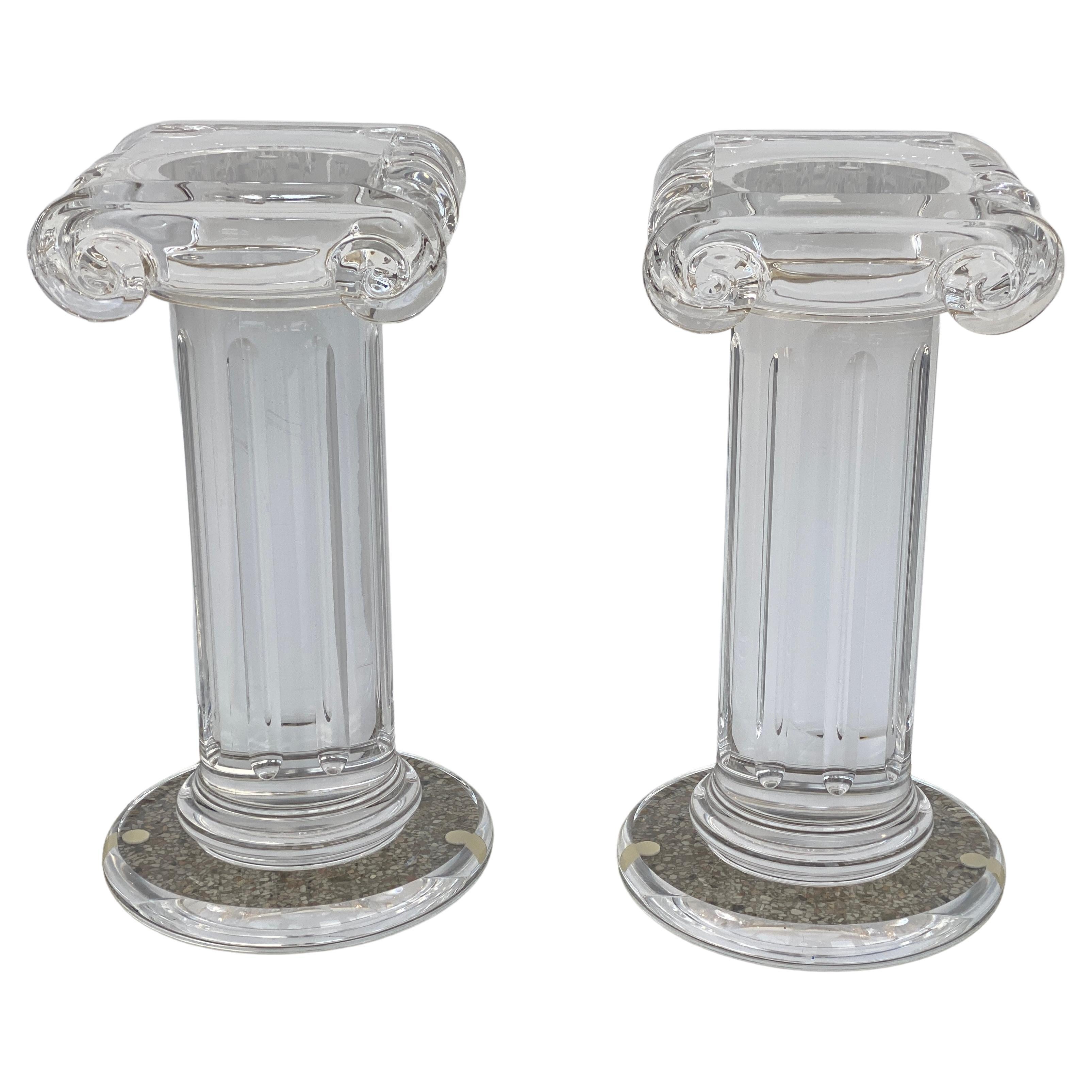 Pair of Classical Style Lucite Pedestals For Sale