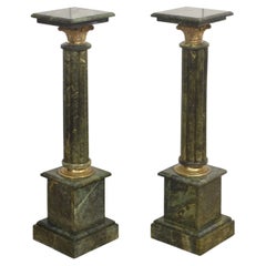 Pair Of Classical Style Verde Antico Marble Pedestals