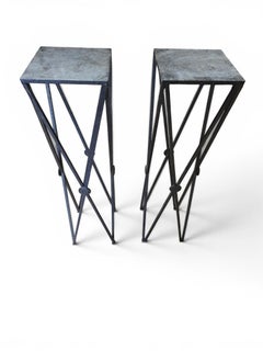 Pair of Classical Style Wrought Iron Pedestals, 1950s
