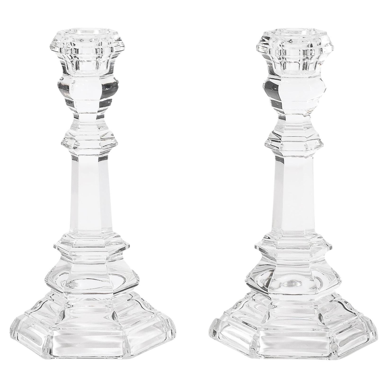 Pair of Classical Tiffany & Co. Crystal Candlestick Holders
