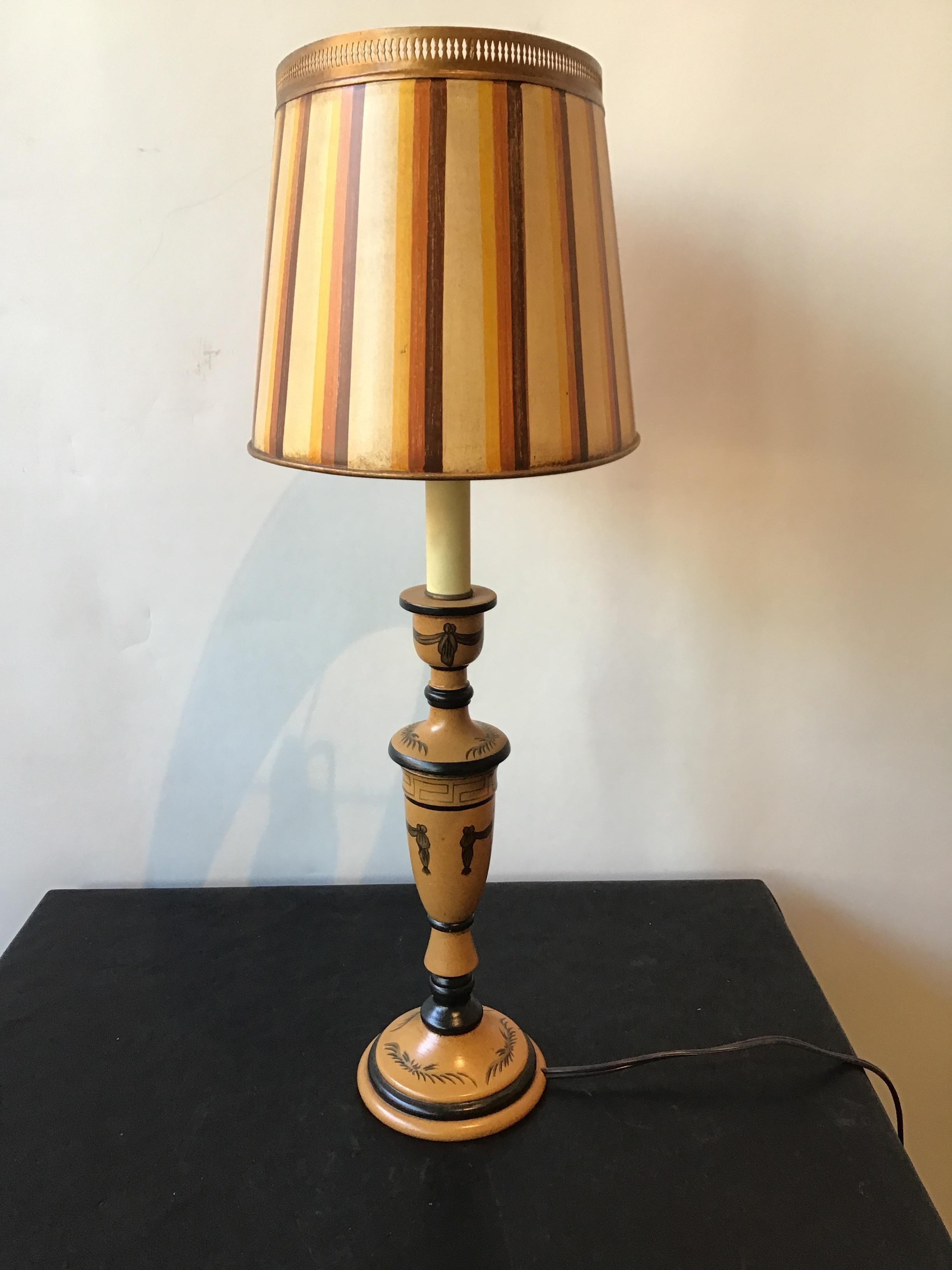 Late 20th Century Pair of Classical Tole Lamps