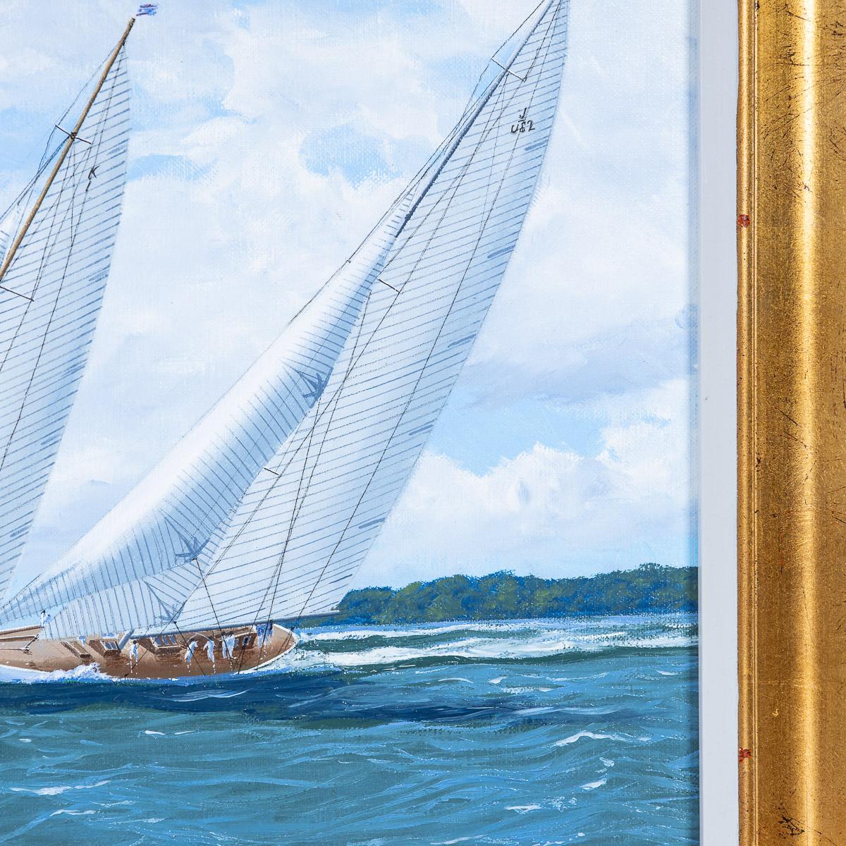 Pair of Classical Yacht Racing Paintings by George Drury, British, C.1950 6