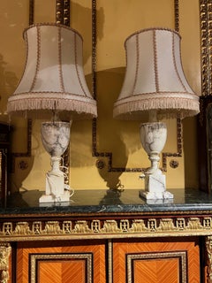 Pair of Classicism Alabaster Marble Table Lamps