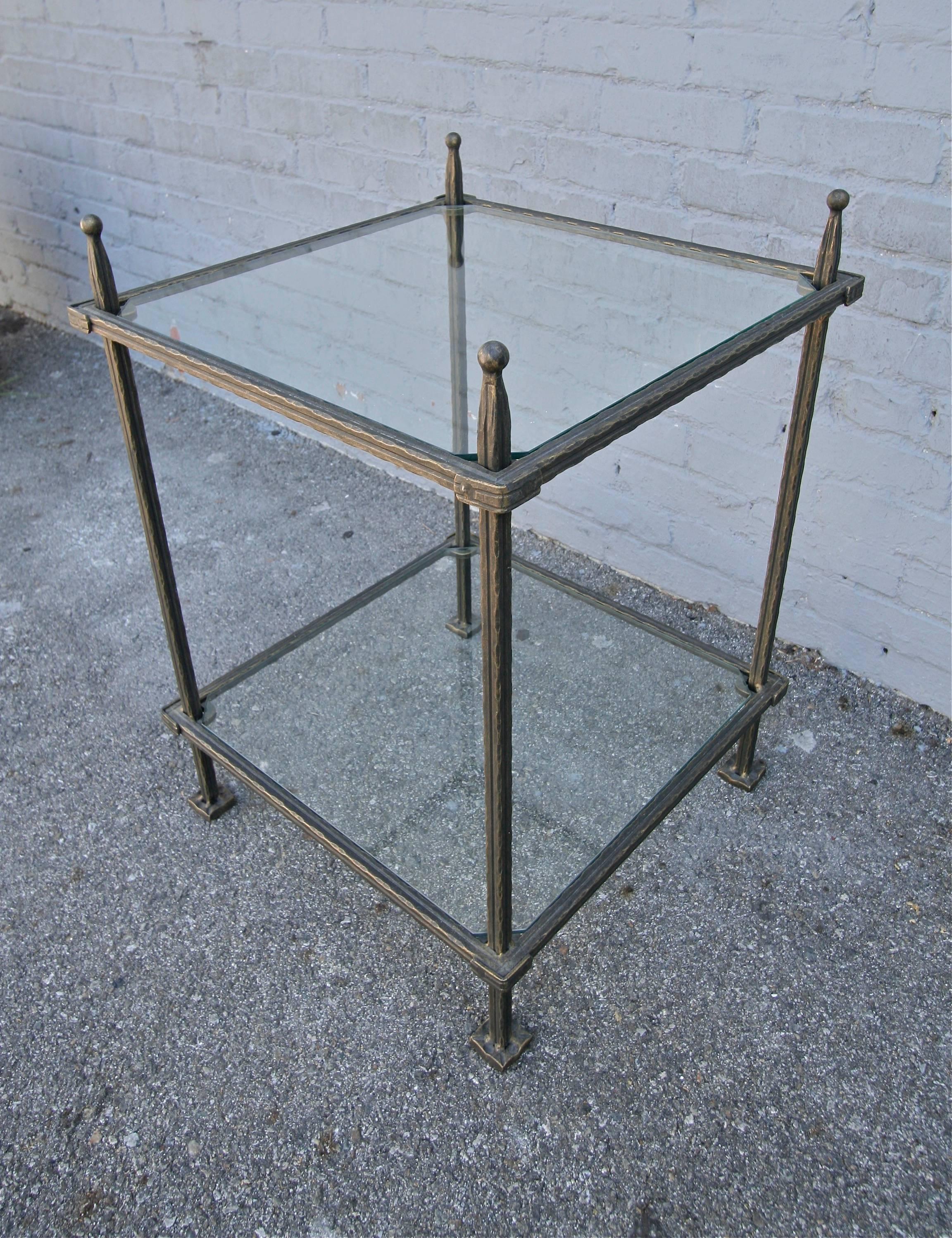 Italian Pair of Claudio Rayes Iron Side Tables