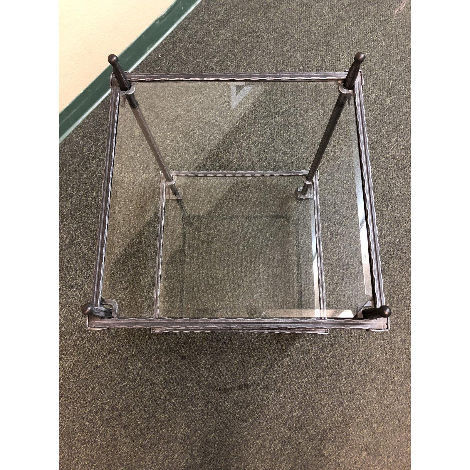 Pair of Claudio Rayes Wrought Iron and Glass Side Tables In Good Condition For Sale In San Francisco, CA