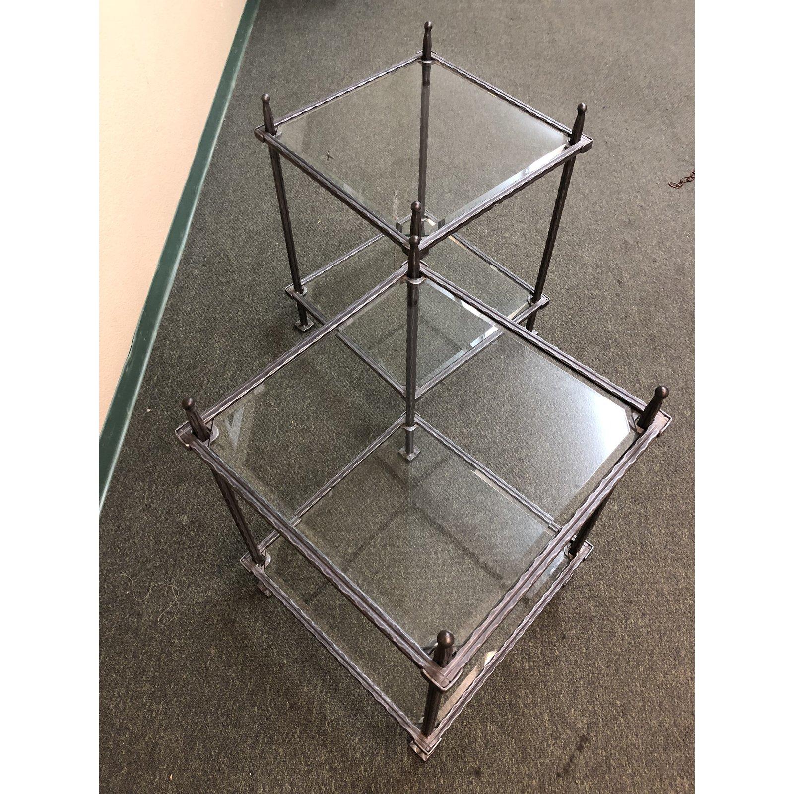Pair of Claudio Rayes Wrought Iron and Glass Side Tables For Sale 1