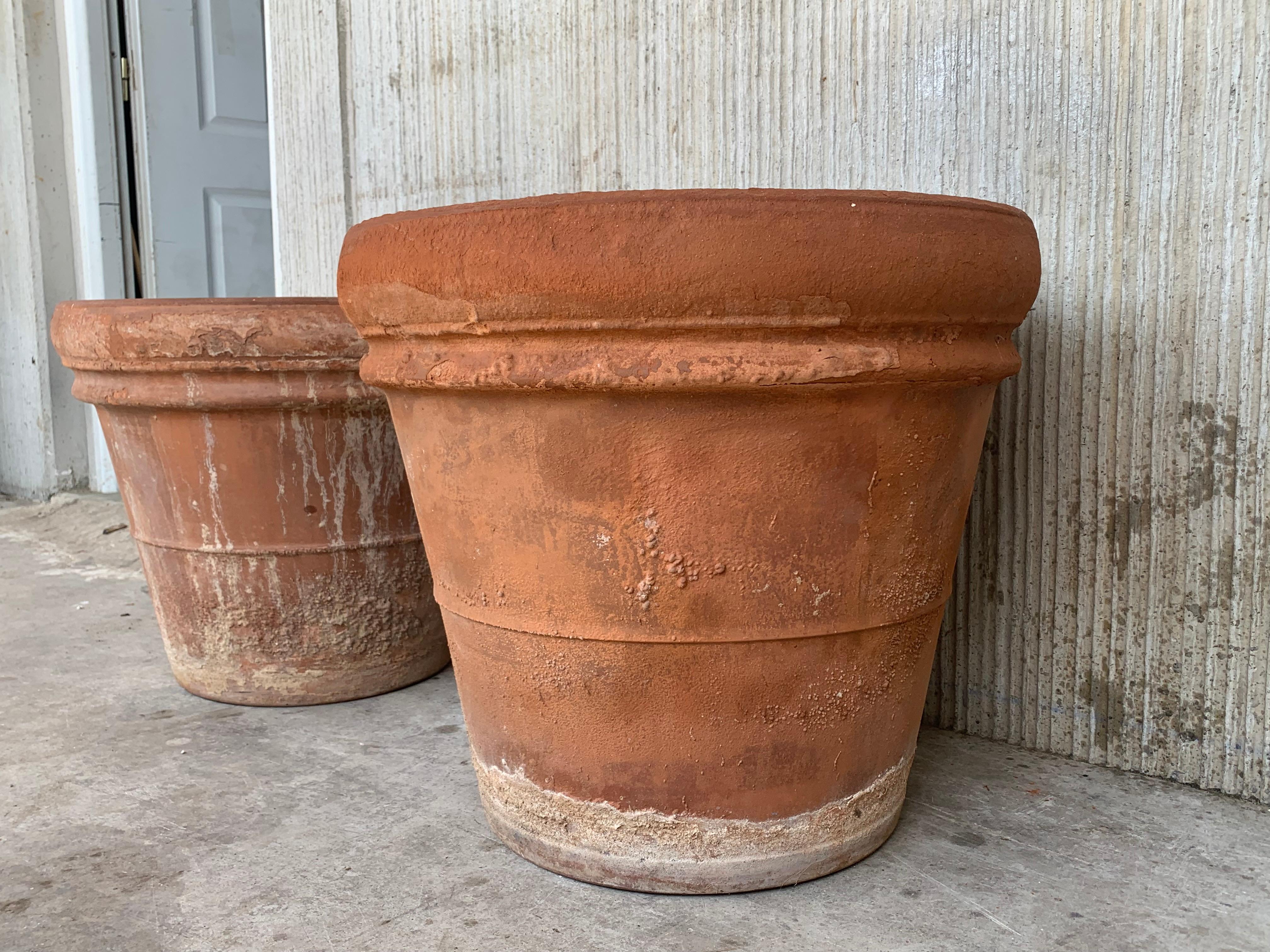 Spanish Pair of Clay Planters from Spain For Sale