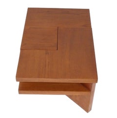 Pair of Clean Lined L Shaped Oak End Tables or Coffee Table