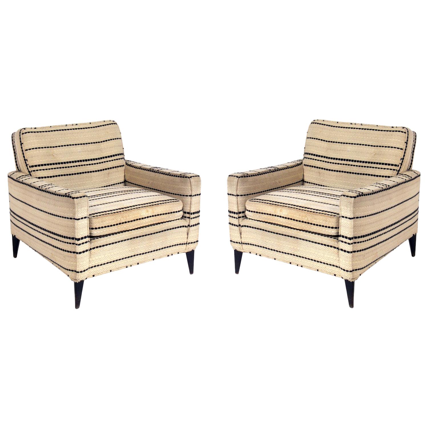 Pair of Clean Lined Caned Lounge Chairs at 1stDibs