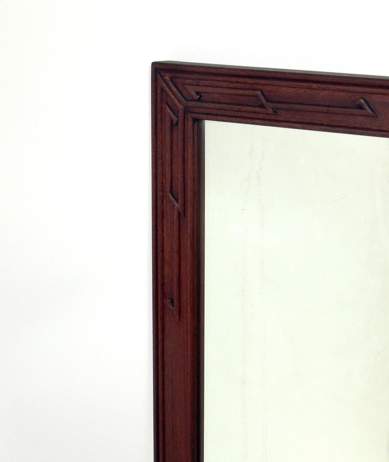 Chinese Pair of Clean Lined Mirrors with Subtle Asian Design