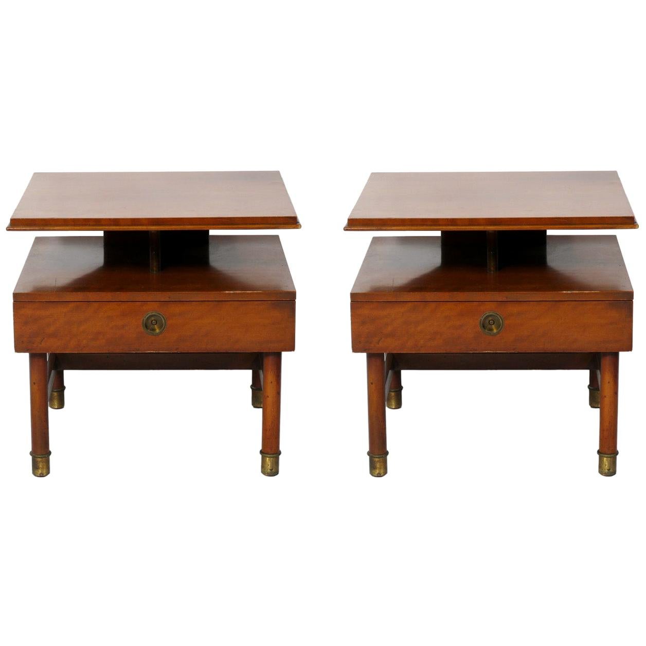 Pair of Clean Lined Nightstands or End Tables by Renzo Rutili