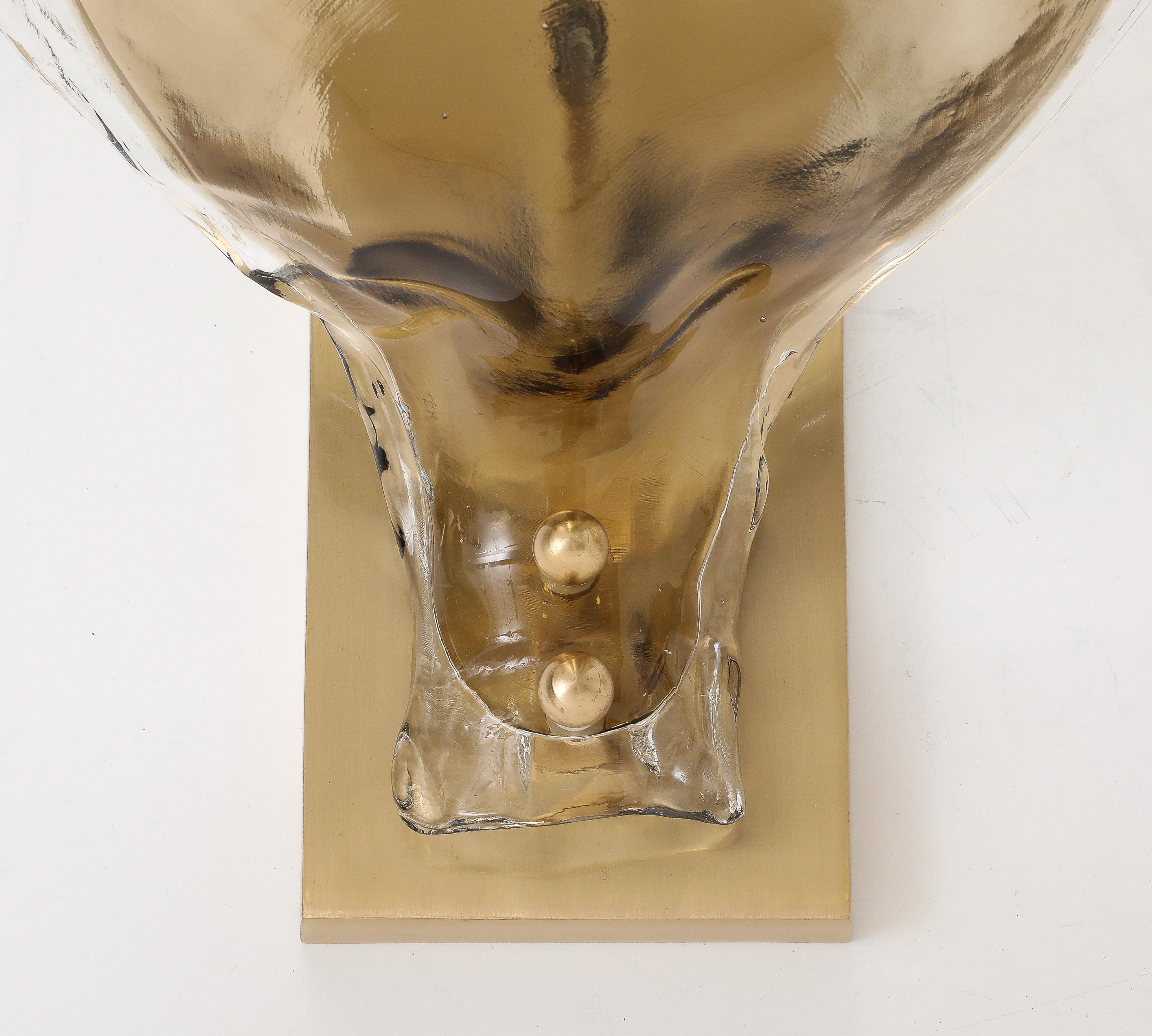 Coppia di lampade in vetro di Murano trasparente e tabacco di Mazzega Murano (due coppie disponibili) in vendita 1