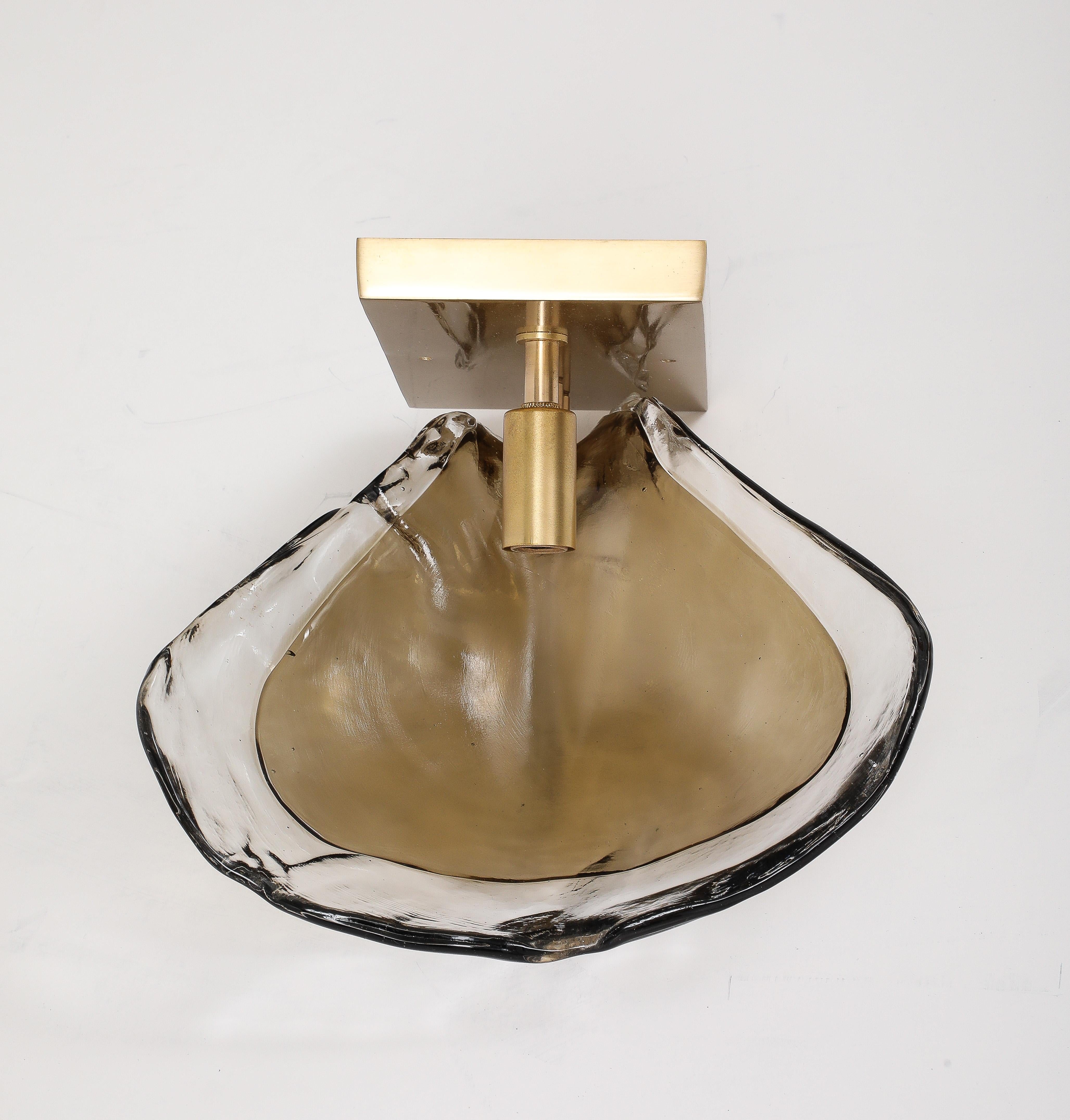 Coppia di lampade in vetro di Murano trasparente e tabacco di Mazzega Murano (due coppie disponibili) in vendita 2