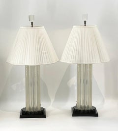 Pair of Clear & Black Lucite Lamps, USA 1960's